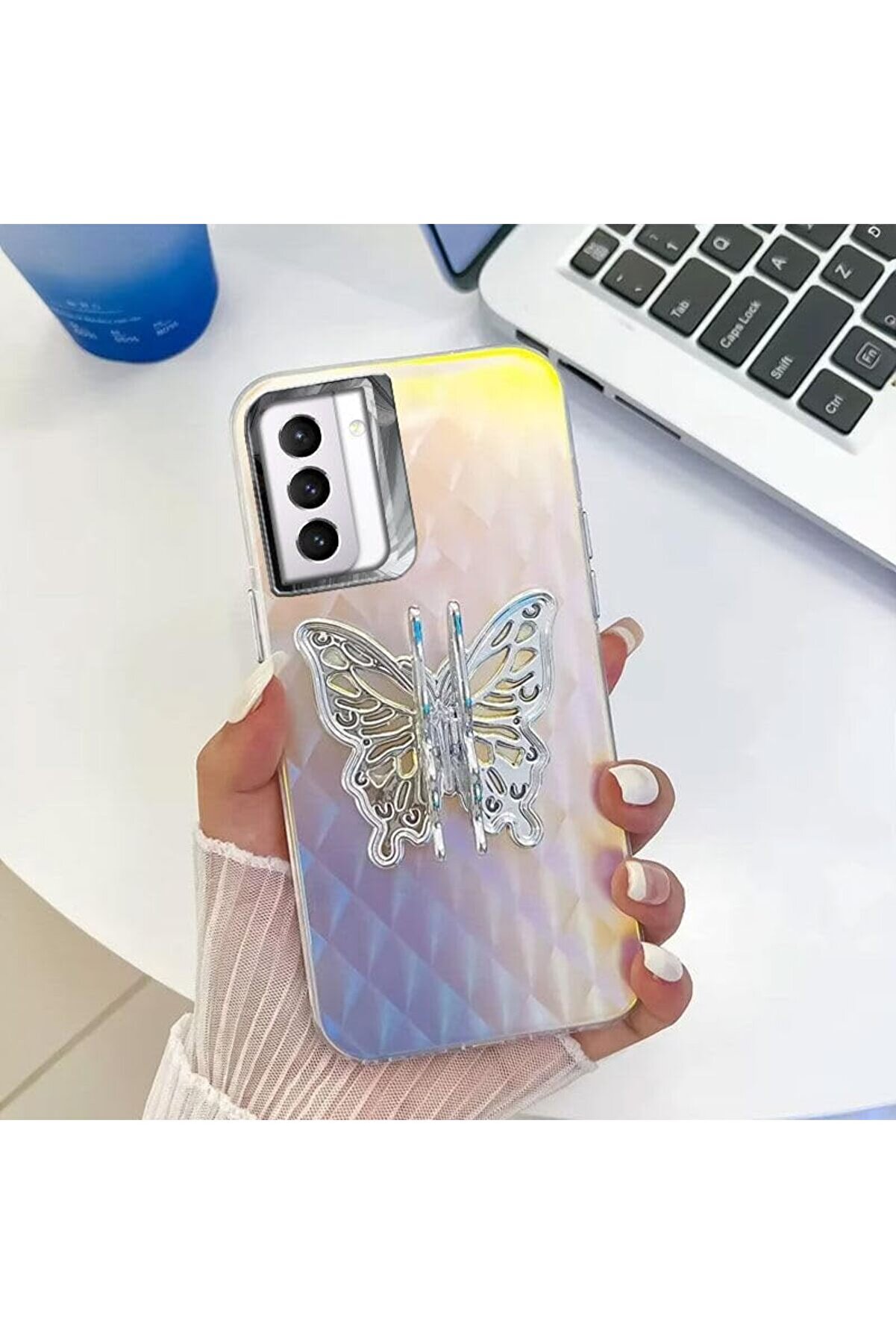 STOREMAX S24 FE ile Uyumlu Kılıf Kelebek Silikon Kılıf Desen 2 1014773