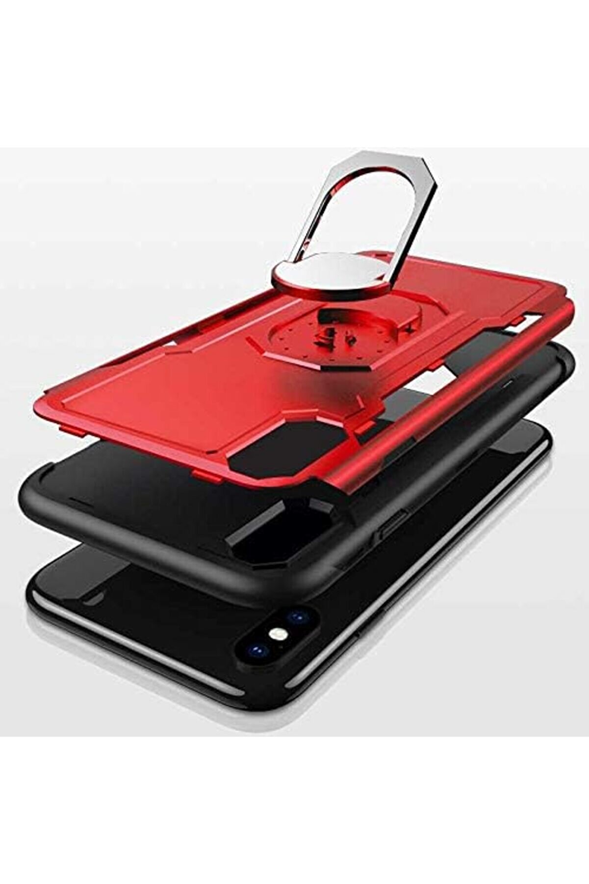 X/Xs Uyumlu Darbeye Karşı Dayanıklı Yüzüklü Tank Kılıf (Si̇yah, X/Xs) 1014773