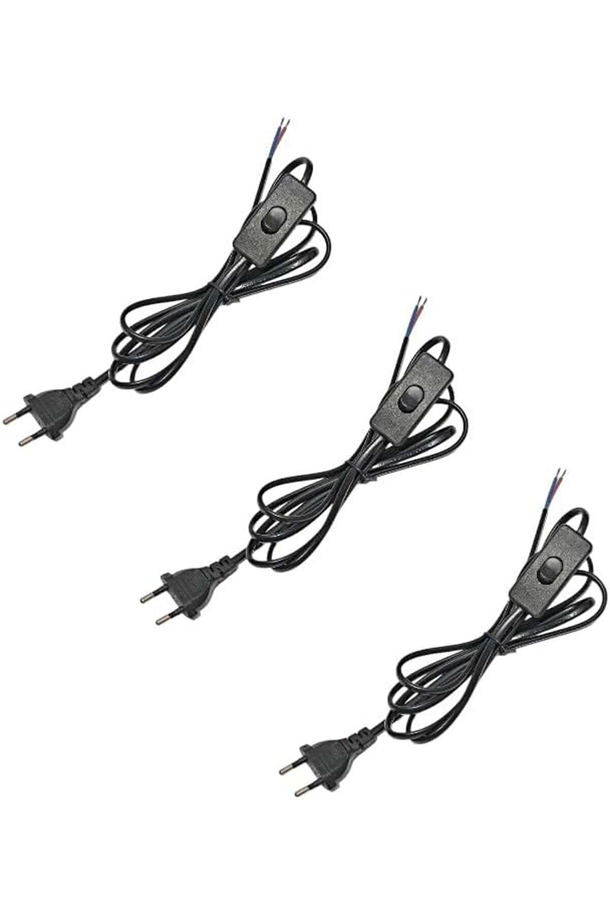 STOREMAX Adet Fişli Anahtarlı Arapuarlı Hazır Kablo | 2 Metre, 0.50 mm² Siyah | Aplik, Abajur, Masa Lambası,