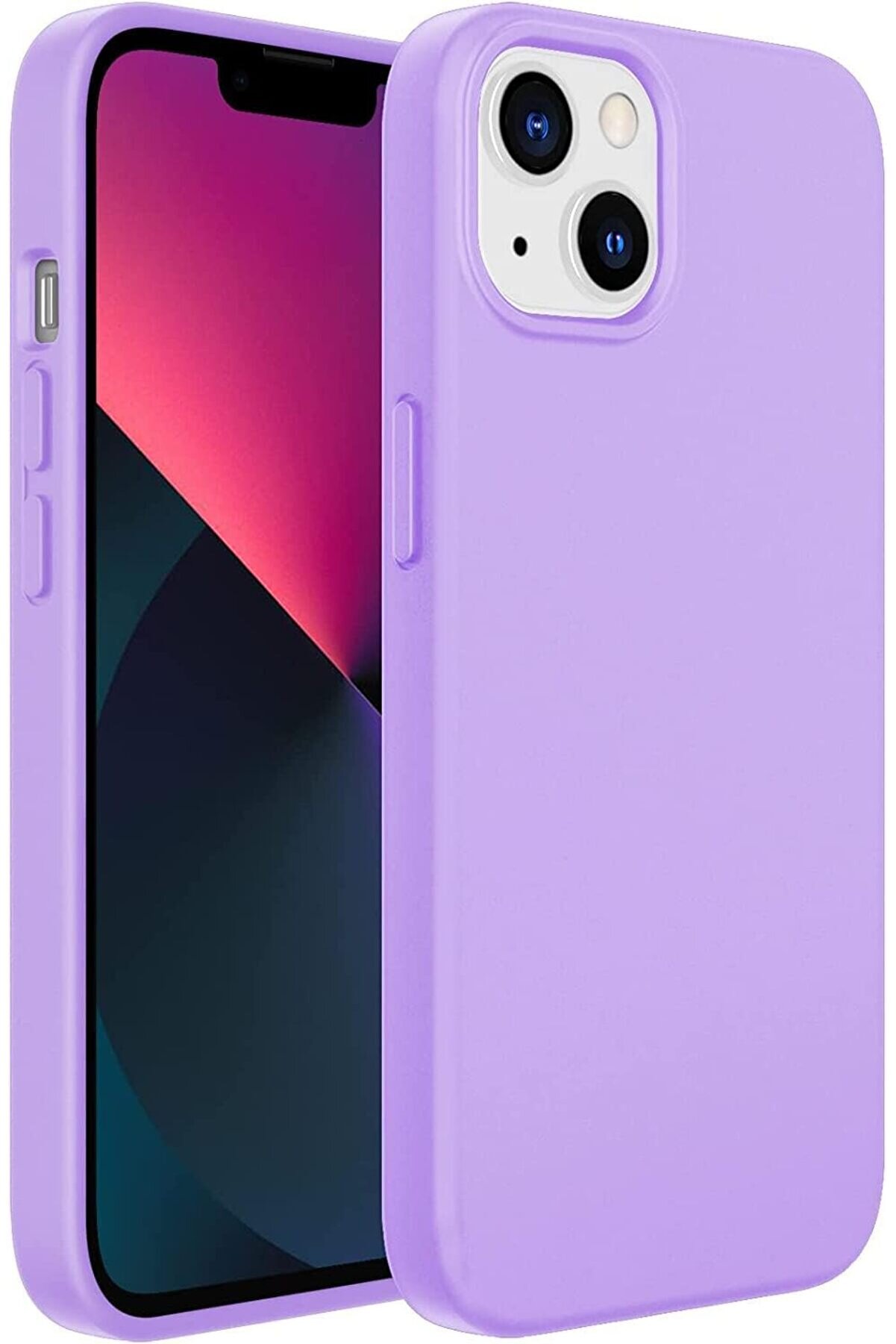 STOREMAX 14 Kılıf 6.7&rsquo; I&ccedil;i Kadife Lansman Silikon Kılıf Şok Emici Full Kasa Koruma Sağlayan Kılıf Lila Renk -