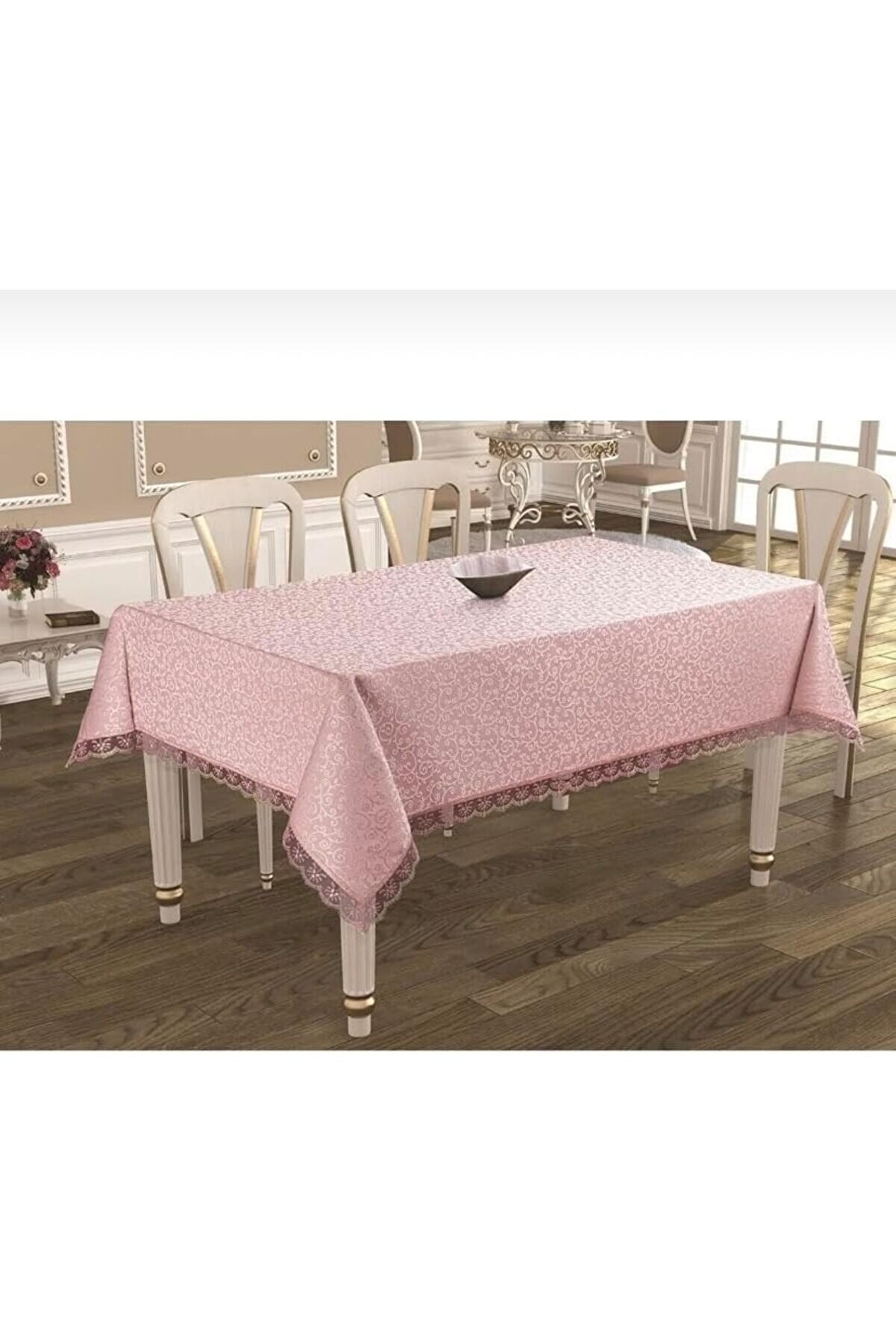 STOREMAX elizzashop Tekstil Dantelli Leke Tutmayan Dertsiz Kumaş Masa Örtüsü Pembe 160 x 220 byzt241 elizzash