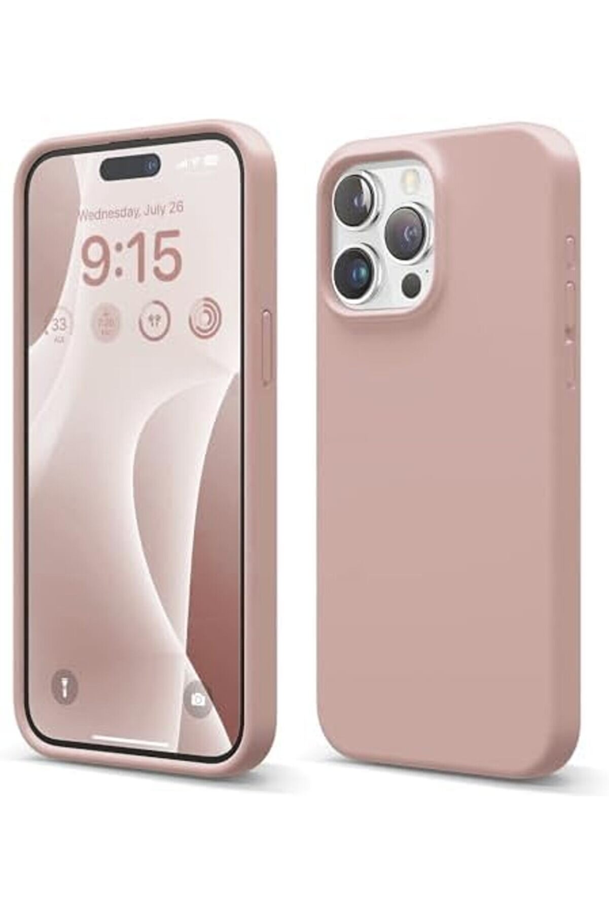 15 Pro Uyumlu &Ouml;zel İpeksi̇ Dokunuş Hi̇ssi̇ Veren İ&ccedil;i̇ Yumuşak Kadi̇fe Lansman Si̇li̇kon Kılıf Kapak (Kum Pe