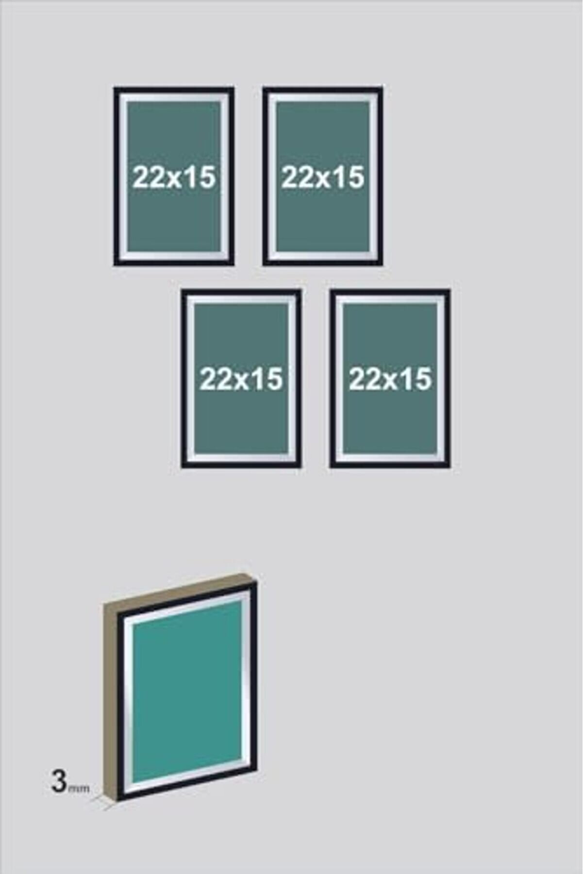 4 Parça Dekorati̇f Mdf Tablo Seti̇ Çerçeve Görünümlü Dekoli̇adkd