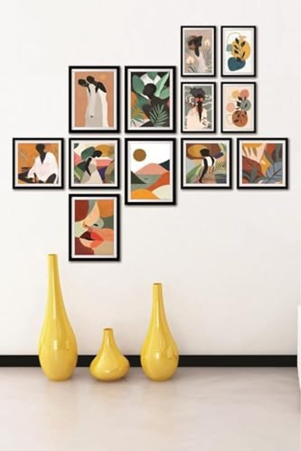 12 Parça Dekorati̇f Mdf Tablo Seti̇ Çerçeve Görünümlü Dekolıadkj