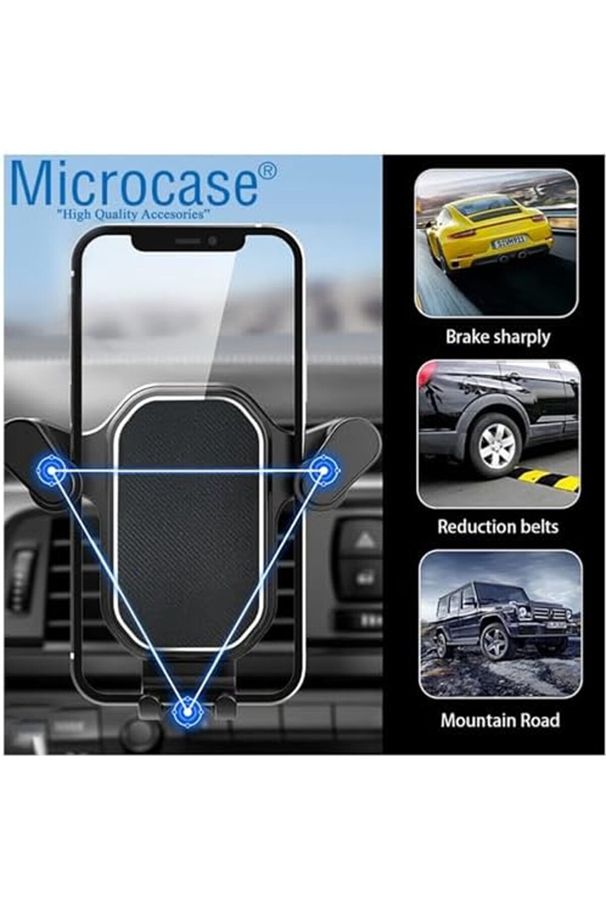 360 Derece Dönebi̇li̇r Araç İçi̇ Izgaralıktan Otomati̇k Kavramalı Metal Kelepçeli̇ Telefon Tutucu - Al373