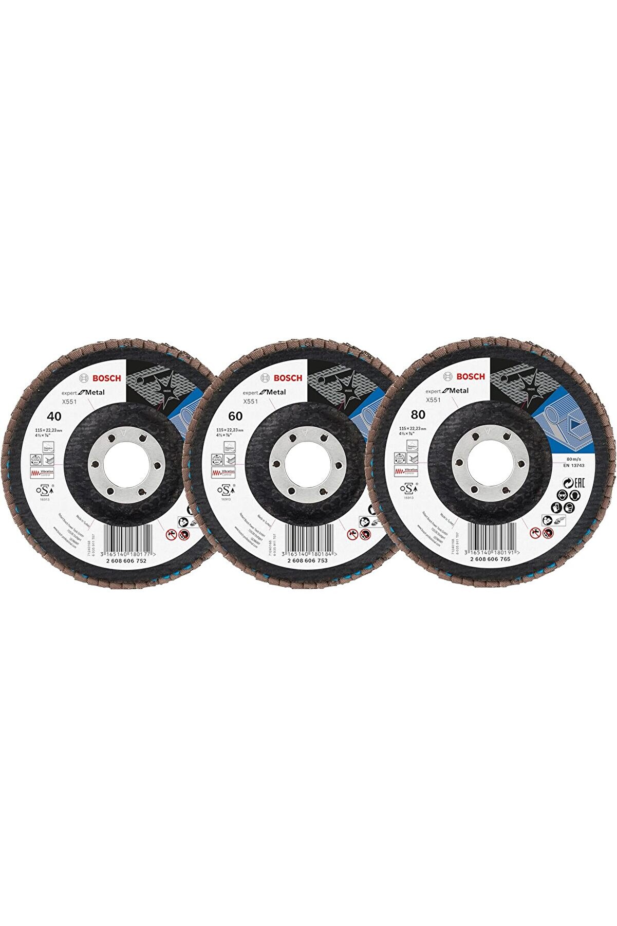 STOREMAX Professional 3 Adet Flap Disk Seti X551 Expert for Metal, &Ccedil;elik ve Paslanmaz &Ccedil;elik Taşlama i&ccedil;in, A&ccedil;ı