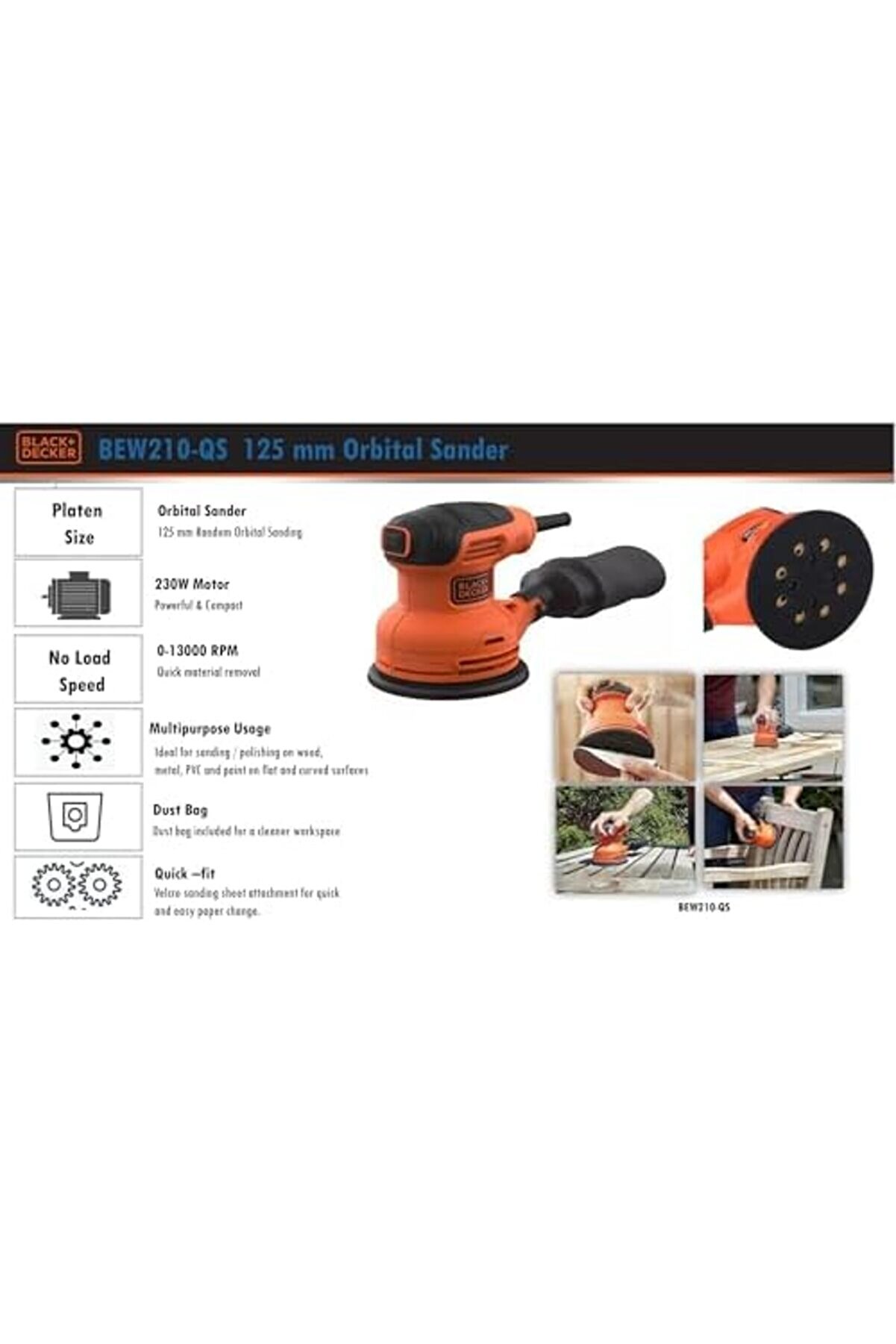 + Bew210 230Watt Eksantri̇k Zımpara 1014773