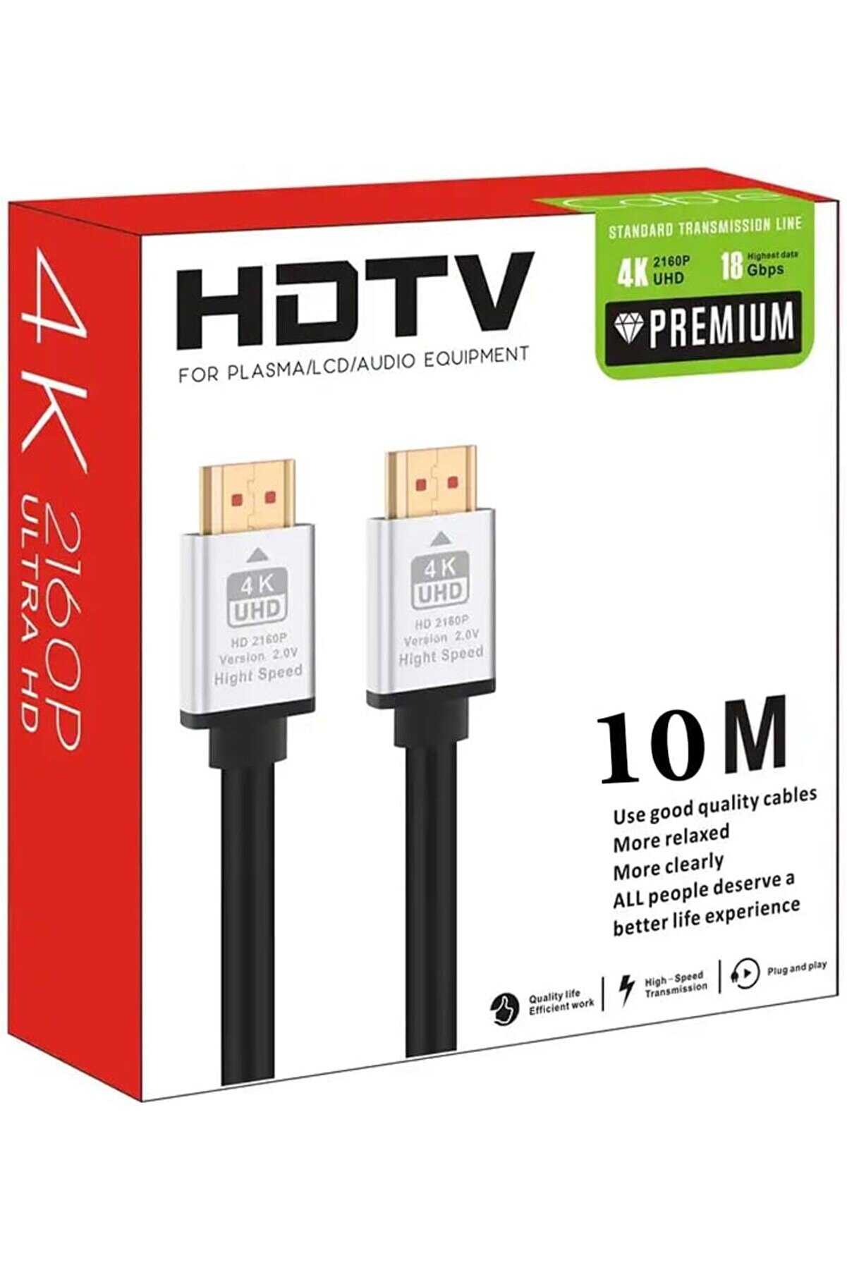 STOREMAX Hdmi Kablo 4K HDTV 2160P 18Gbps Premium Kaplama Uç Yüksek Hızlı Aktarım Plasma Lcd Pc Ses Ekipmanlar