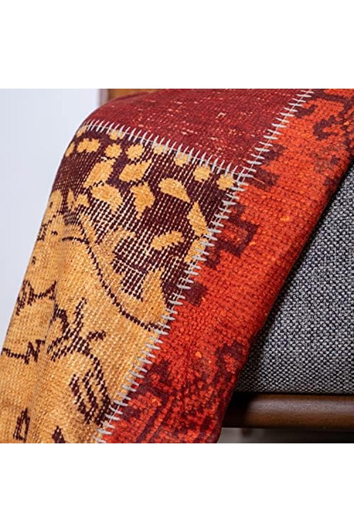 Concept Softmi̇cro Koltuk Örtüsü | Çekyat Örtüsü | Koltuk Şalı | Etni̇k Desenli̇ Patchwork Kaymaz | Ki̇r