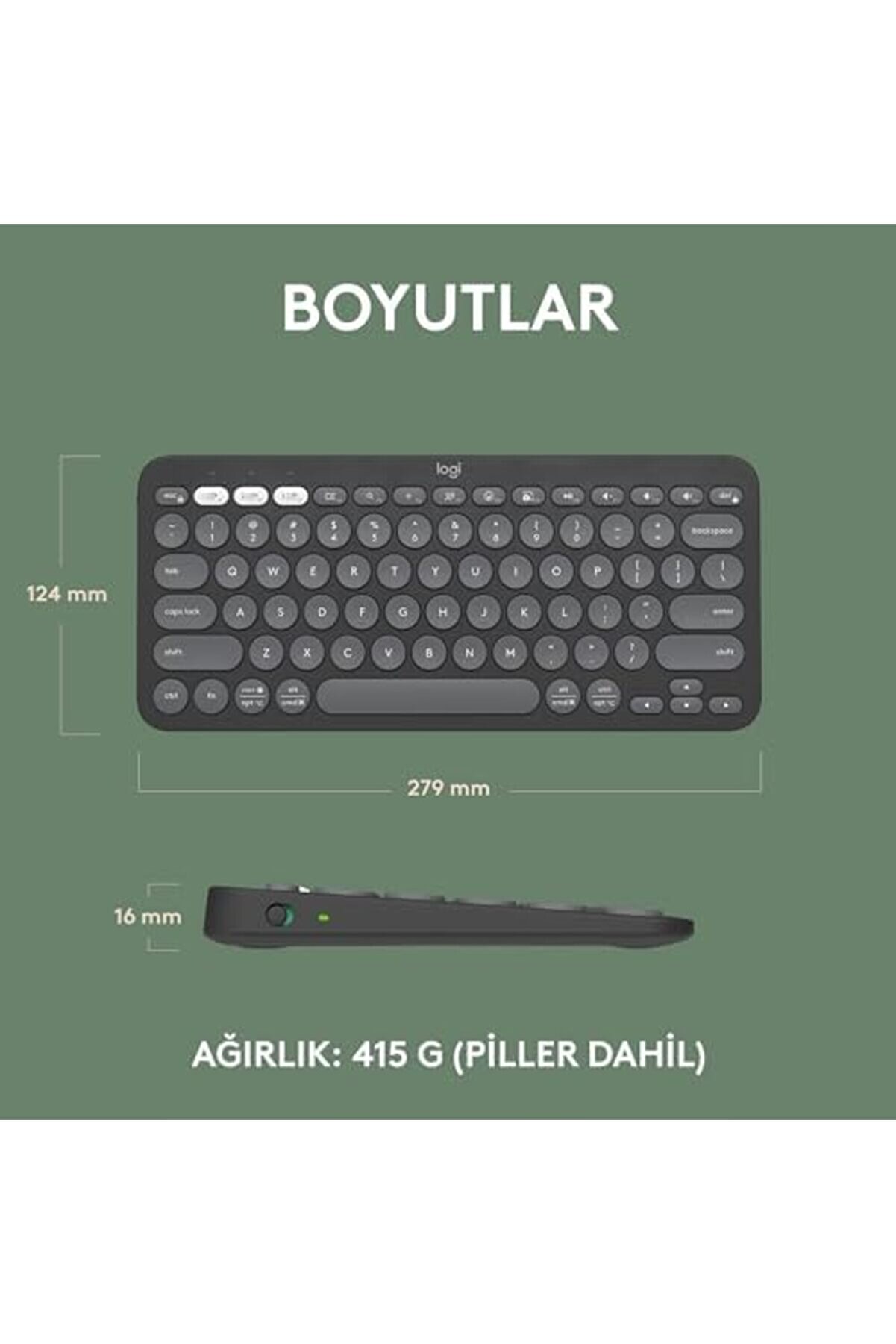 Pebble Keys 2 K380S Kablosuz Klavye, Çoklu Ci̇haz Özelli̇kli̇, Ki̇şi̇selleşti̇ri̇lebi̇li̇r Yollar,, Taşınabi̇l