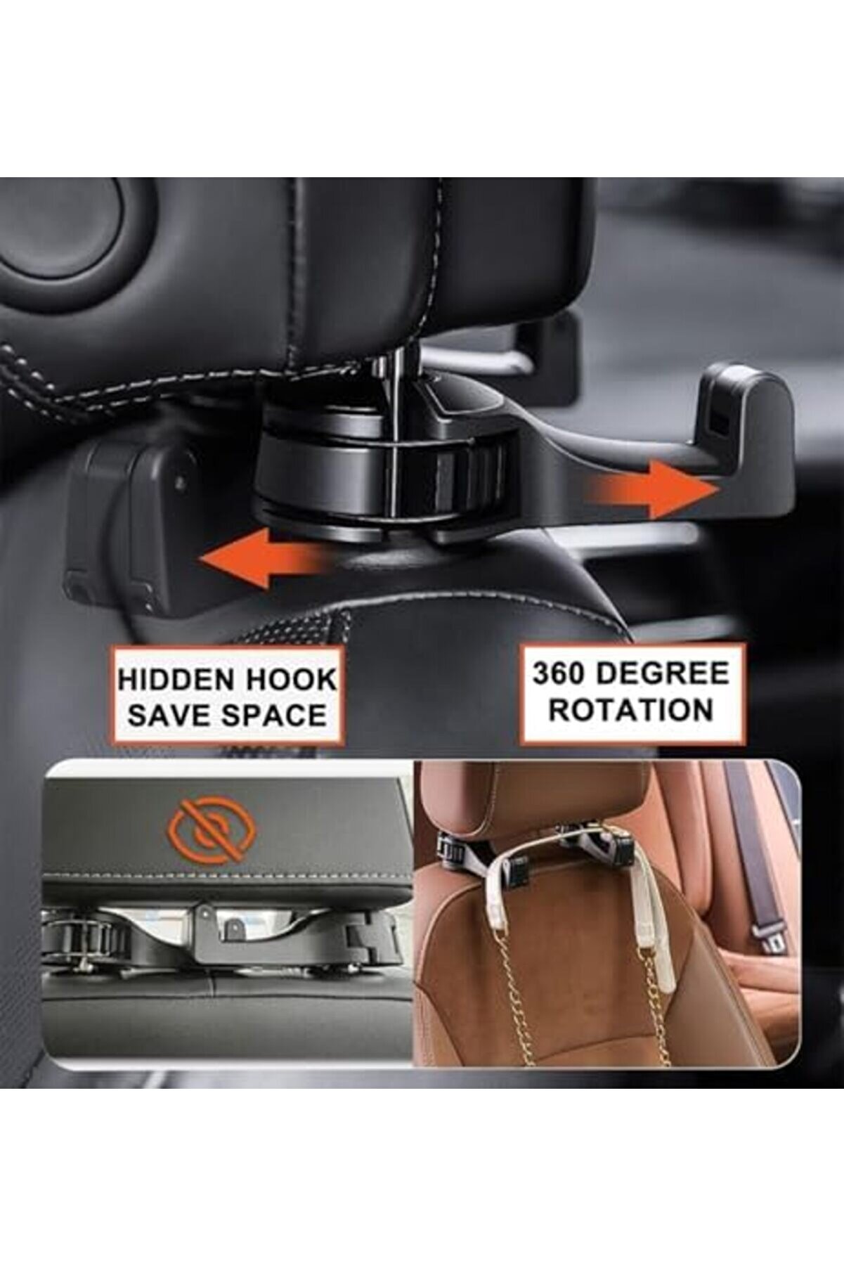 Pltnstoreshop 2’Li̇ Araç Baş Destek Kancası – Telefon Tutuculu Evrensel Koltuk Arkası Kanca, El Çanta