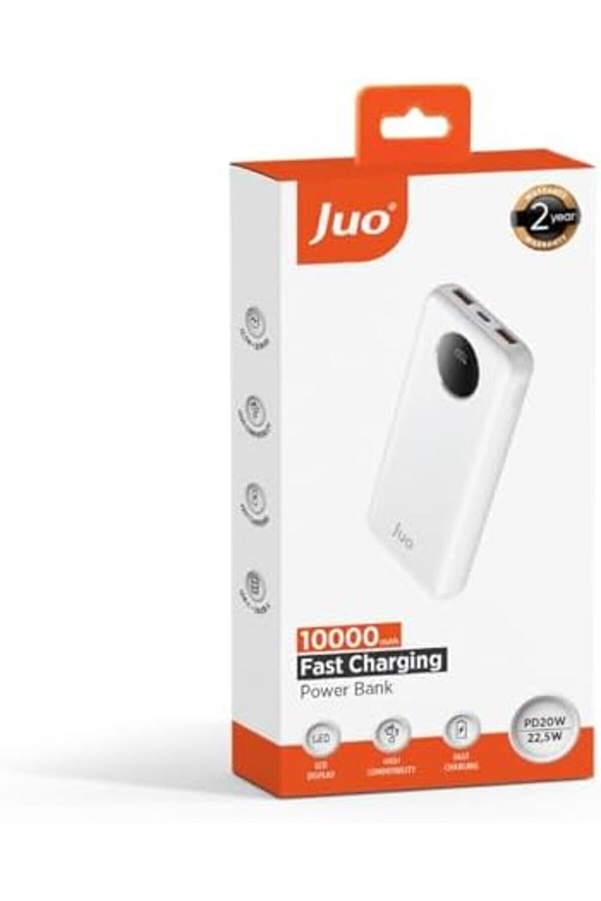 10000Mah 22.5W Led Ekranlı Taşınabi̇li̇r Hızlı Şarj Ci̇hazı Powerbank Beyaz 1014773