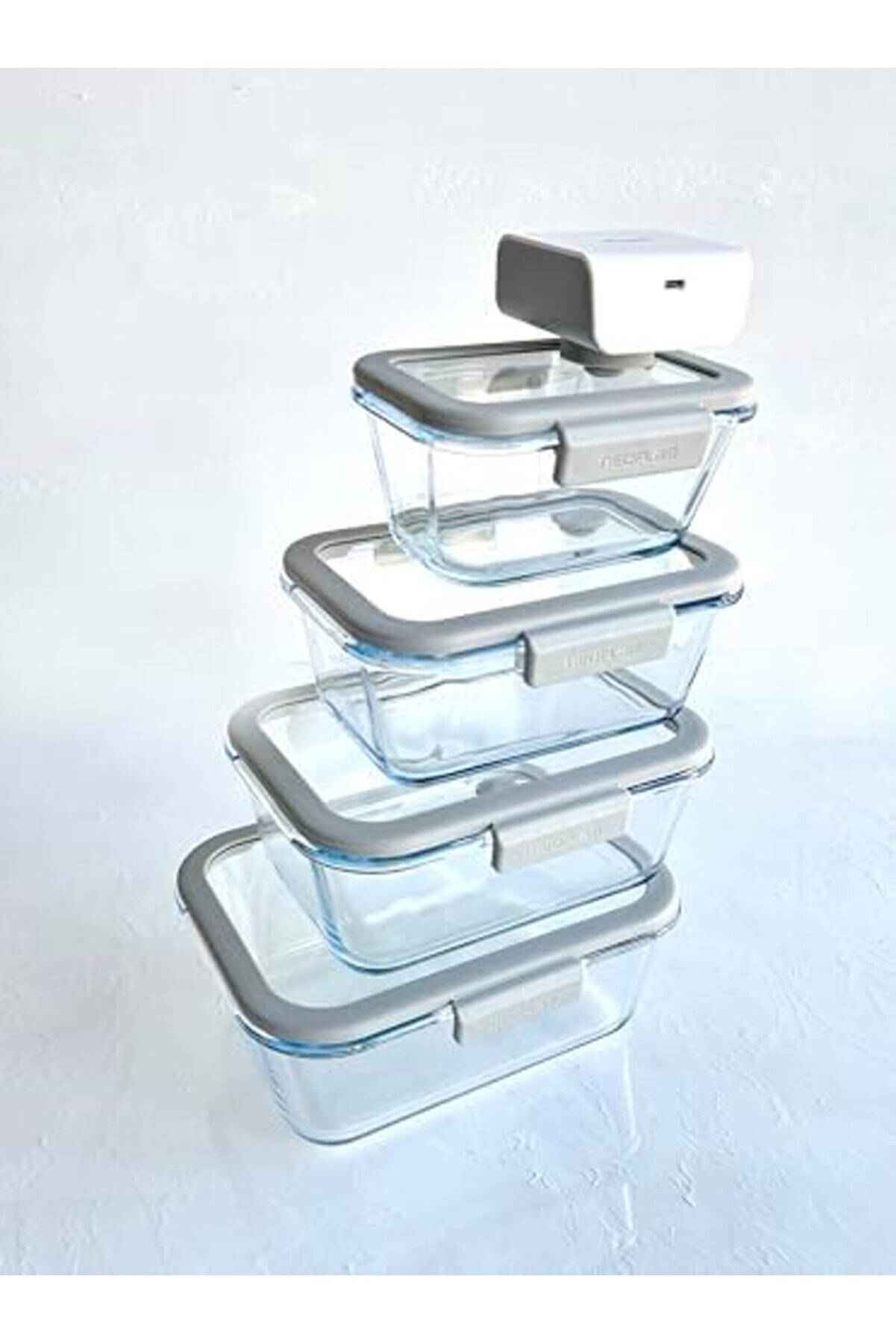 Fi̇ka Glace Vakumlu Cam Saklama Kabı Seti̇ Gri̇ 5 Parça D-Neoggls05 1014773