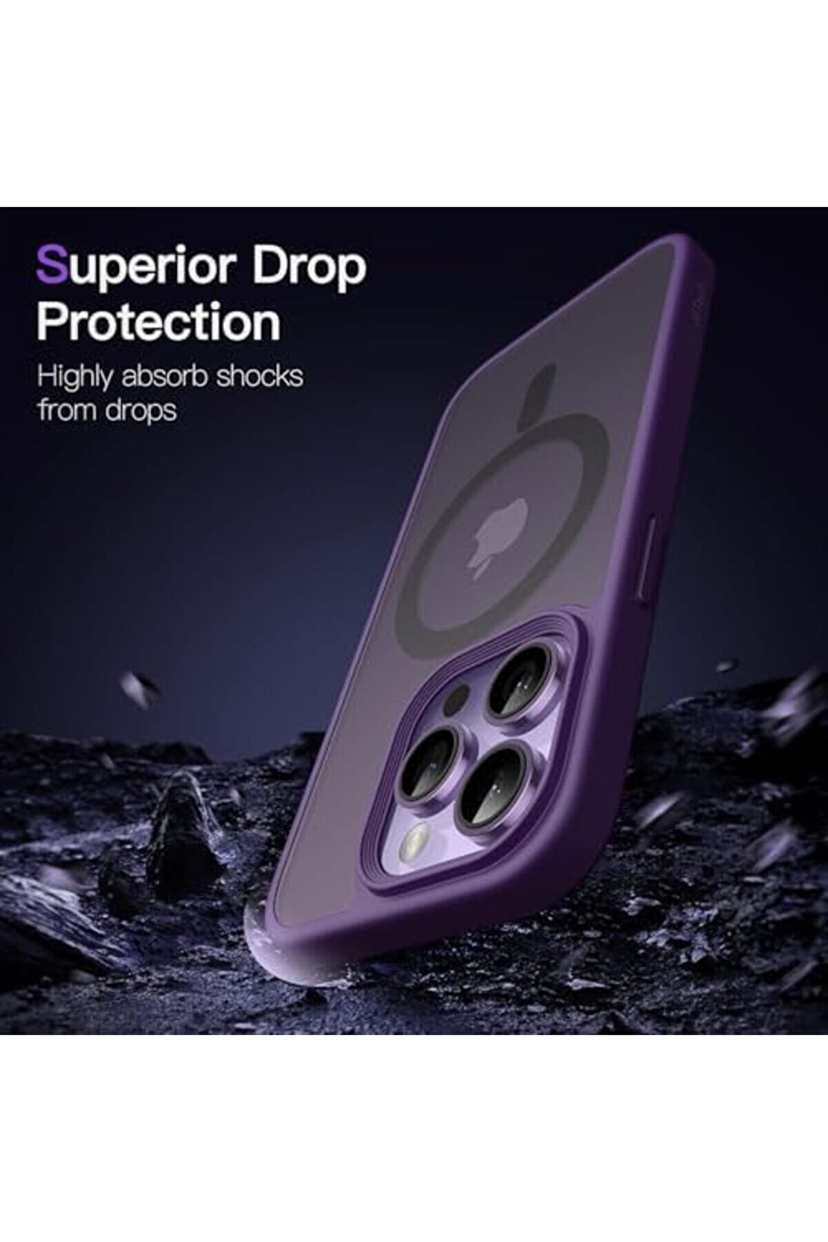 Shpsell 16 Pro Uyumlu Kamera Korumalı İle Uyumlu Şarj Özelli̇kli̇ Arkası Mat Renkli̇ Si̇li̇kon Kılıf (Mor