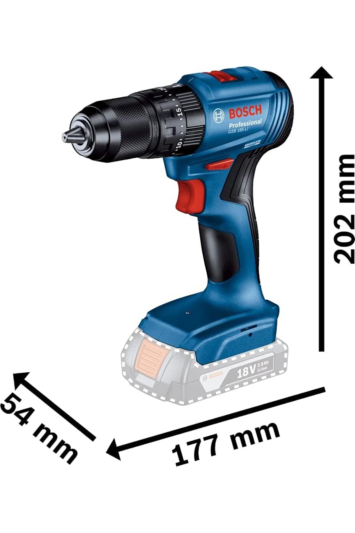 Professi̇onal Gsb 185-Lı Akülü Darbeli̇ Delme Vi̇dalama Maki̇nesi̇ (18 Volt, Solo, Yumuşak/Sert Tork 21/