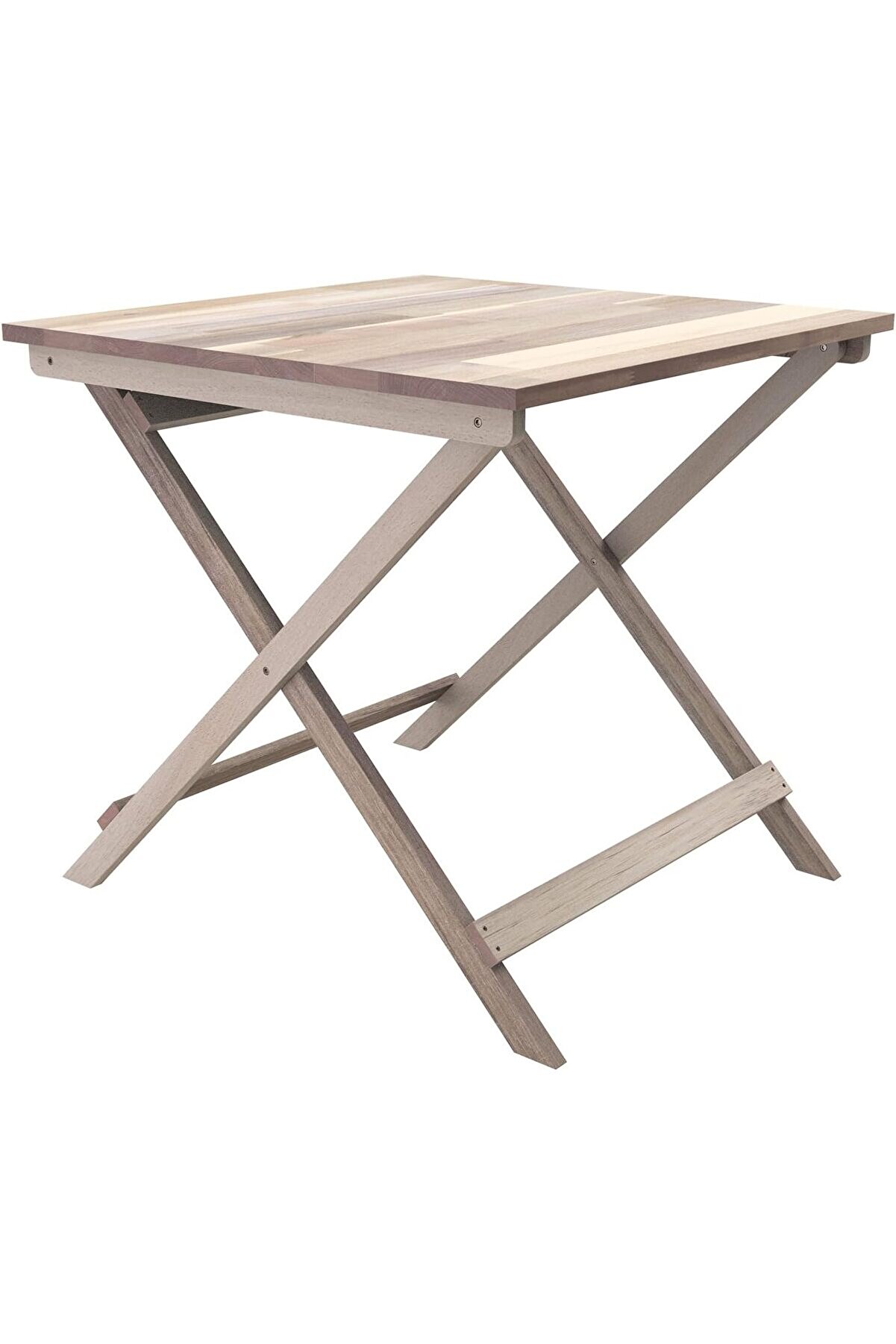 STOREMAX Sydney Masif Ahşap Katlanır Bahçe Masası, 75x75x73 cm, Organik Beyaz 1014773