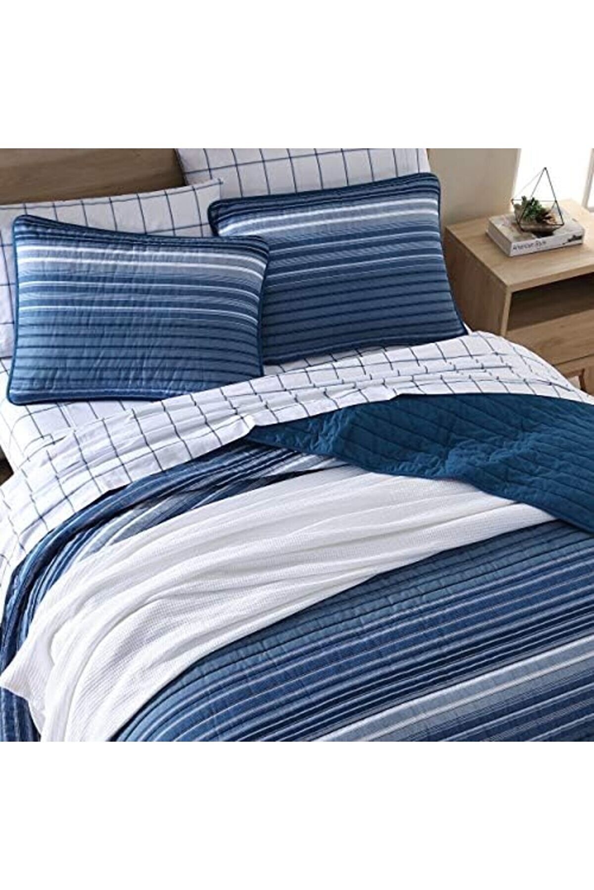 | Lüks Ultra Yumuşak Pamuk Yorgan 3 Parça Set, Ev Dekoru İçi̇n Şık Zari̇f Tasarım, Mavi̇, Ki̇ng 1175713