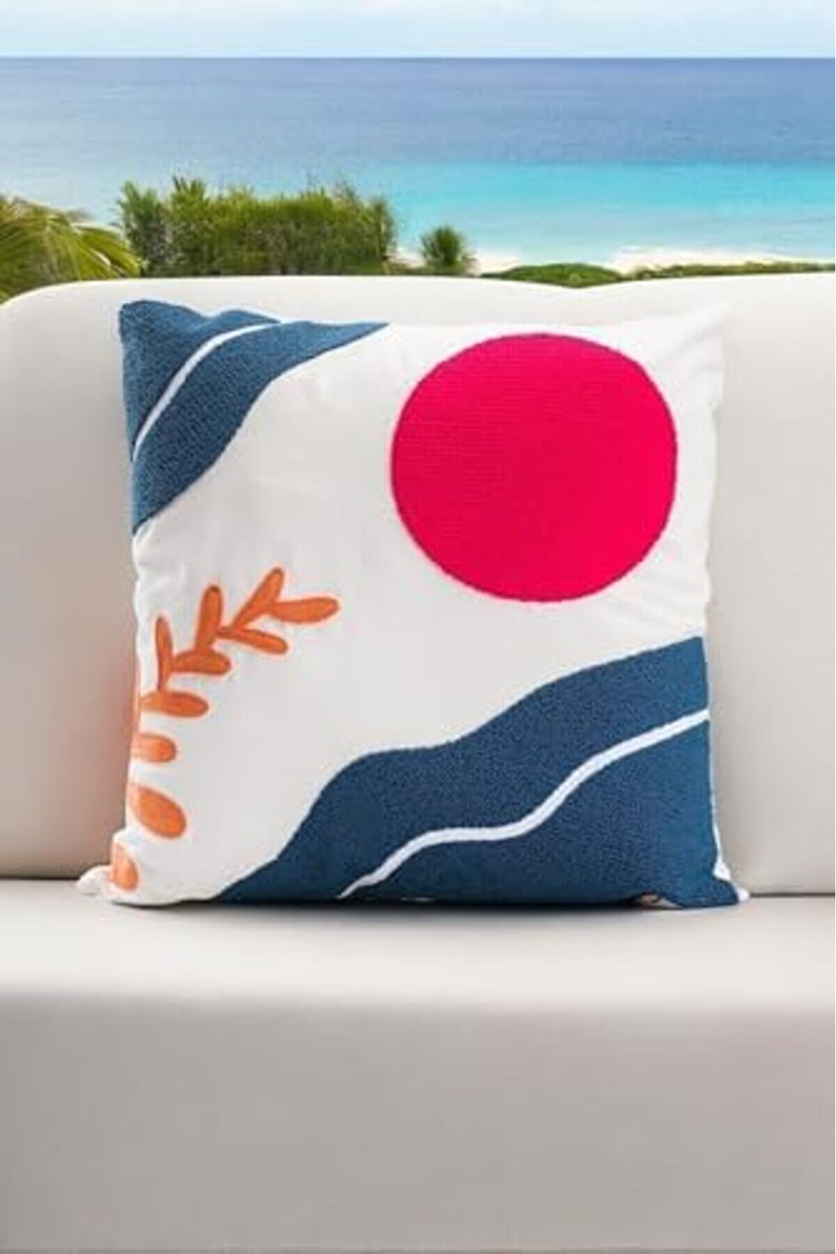 Eli̇zzashop Bohem 45X45 Özel Tasarım Punch Panç Süzene Desen Dekorati̇f Kırlent Kılıfı Modern Beyaz 31