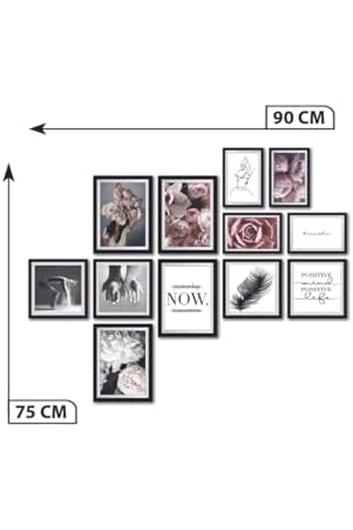 12 Parça Dekorati̇f Mdf Tablo Seti̇ Çerçeve Görünümlü Dekolıadkj