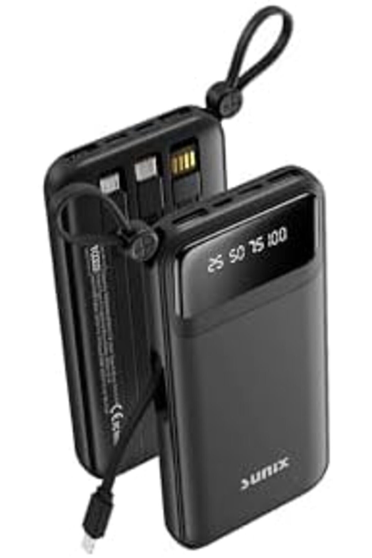 10.000 Mah Göstergeli̇ Kendi̇nden Kablolu Powerbank Si̇yah Pb