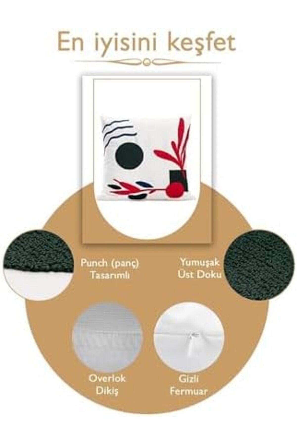 Eli̇zzashop Bohem 45X45 Özel Tasarım Punch Panç Süzene Desen Dekorati̇f Kırlent Kılıfı Modern Beyaz 60
