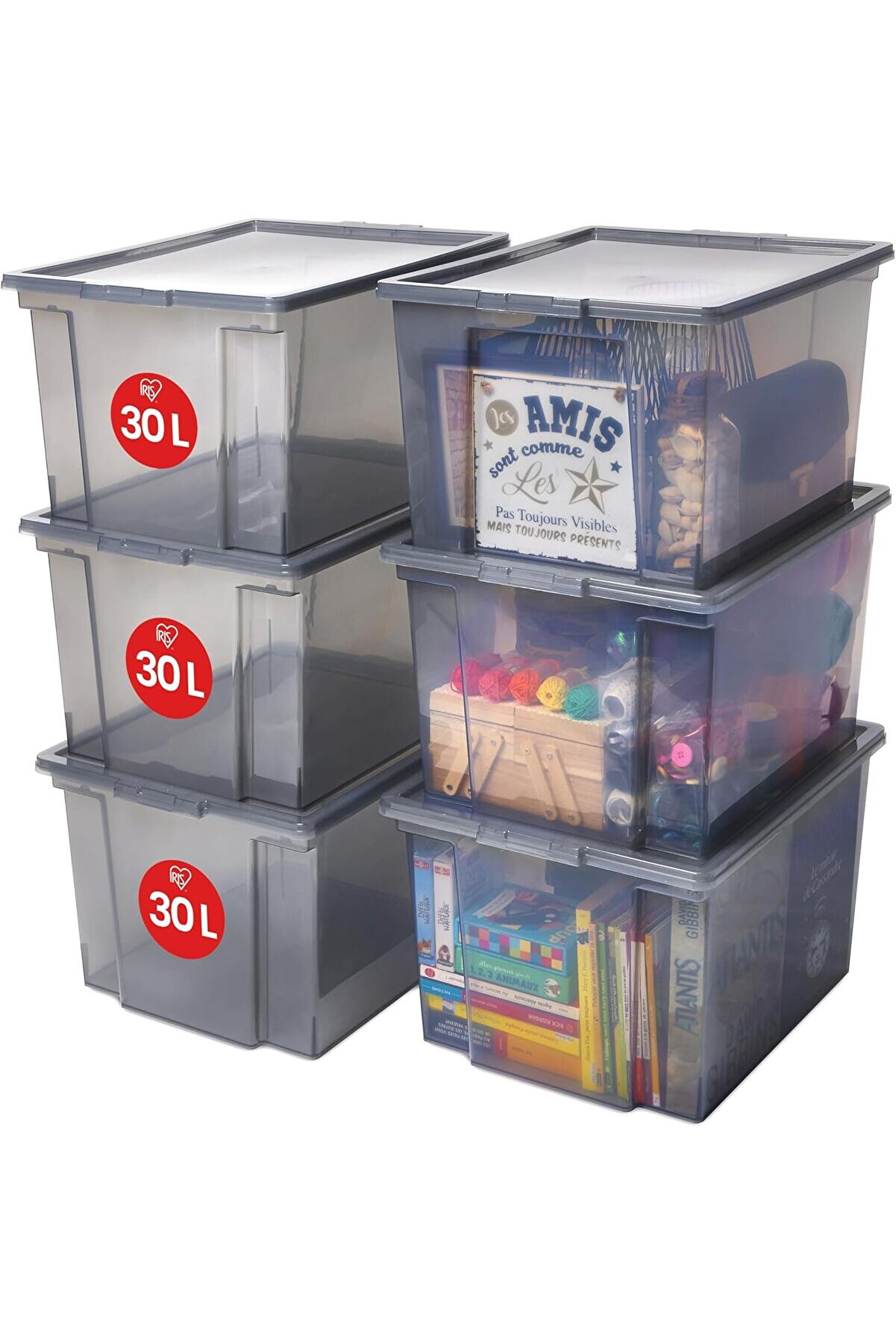 STOREMAX Ohyama, 6er-Set, Aufbewahrungsboxen, 30 L, mit, stapelbar, Garage, Schlafzimmer, Wohnzimmer - Useful