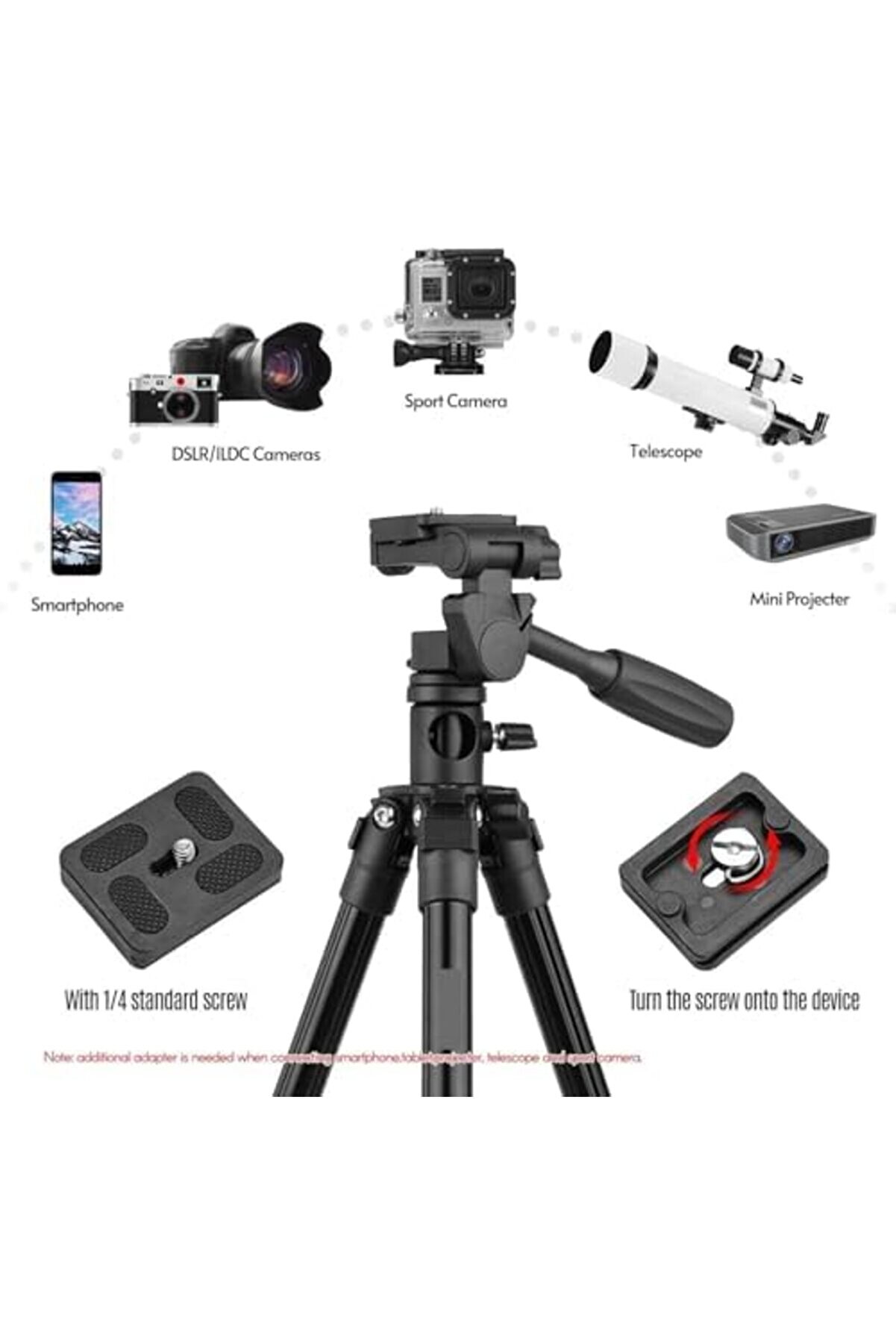 Ht-T02 Profesyonel 154 Cm Yatay Kullanım Çok Fonksi̇yonlu Panorami̇k Kafa 360 Derece Dönebi̇li̇r 101477