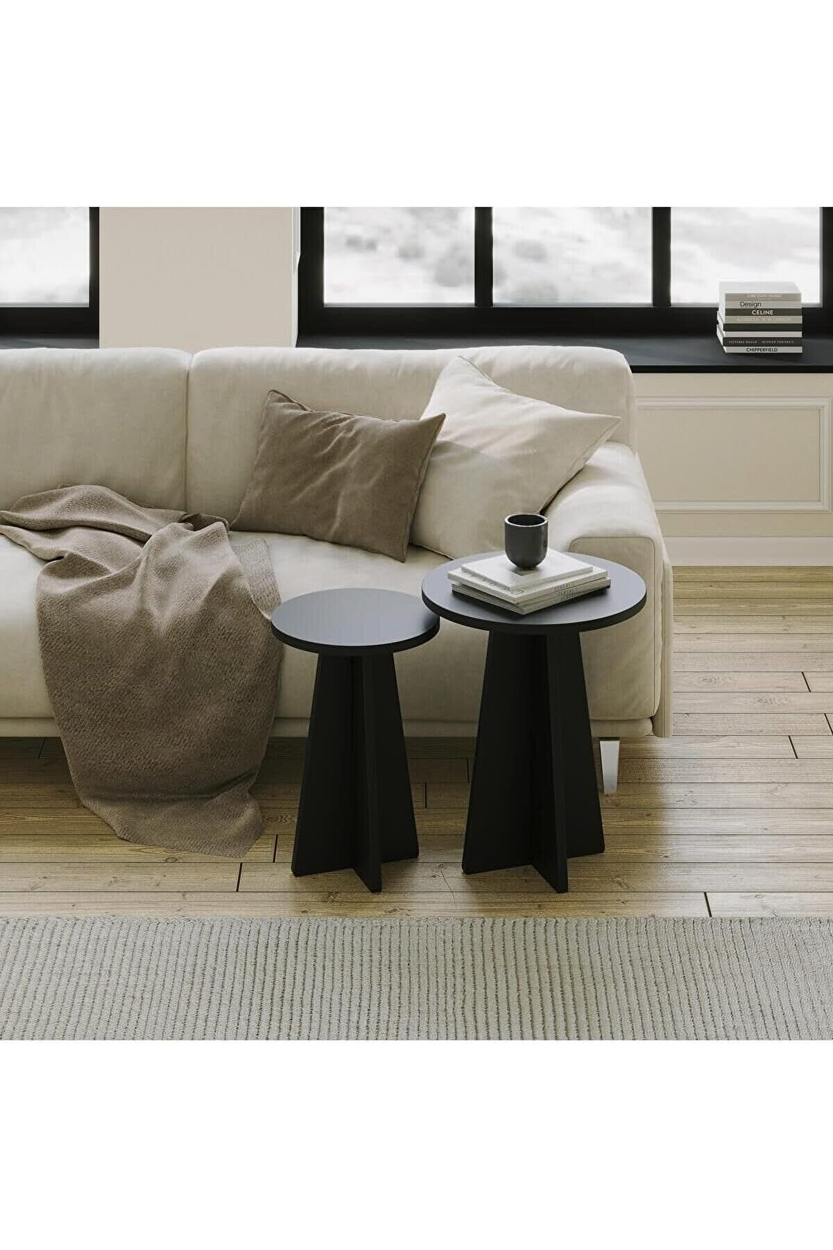 STOREMAX Mushroom 2 Li Sehpa Seti/Siyah 1014773