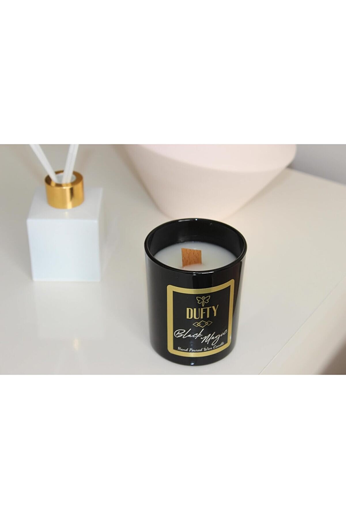 STOREMAX VANİLYA KOKULU MAT SİYAH MUM AHŞAP FİTİL NUR MUM 1014773