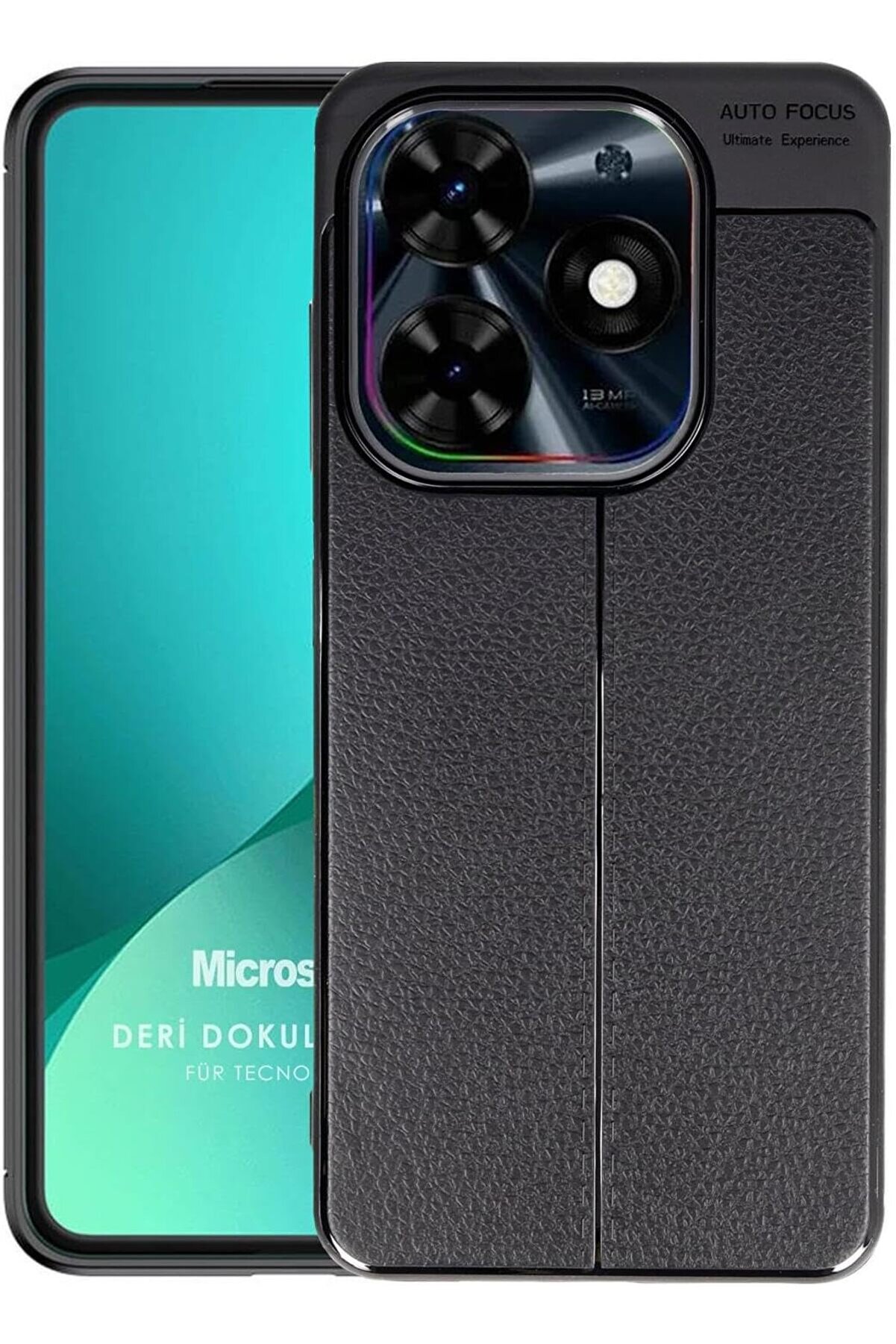 STOREMAX elizzashop TECNO Spark 20 Pro Kılıf Deri Dokulu Silikon Siyah [Spark 20 Pro ile Uyumlu Kılıf - Siyah