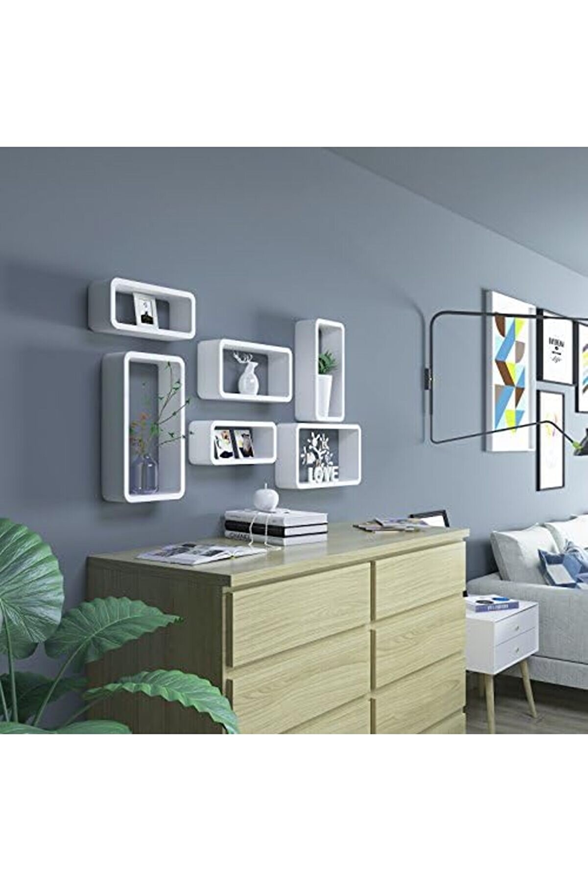 Duvar Rafı, 3 Lü Set, Küp Raf, Yüzer Raf, Küp Raf, 15 Kg A Kadar Yük Kapasi̇tesi̇, Uzunluk 4