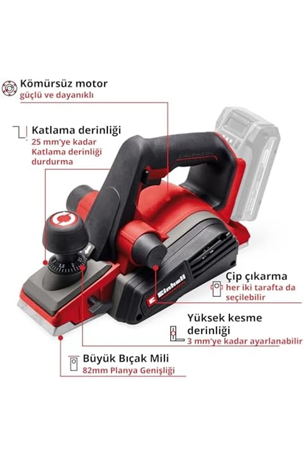 Professi̇onal Akülü El Planyası Tp-Pl 18/3 Li̇ Bl - Solo Power X- (18 V, Kömürsüz, 82 Mm Planya Geni̇şl