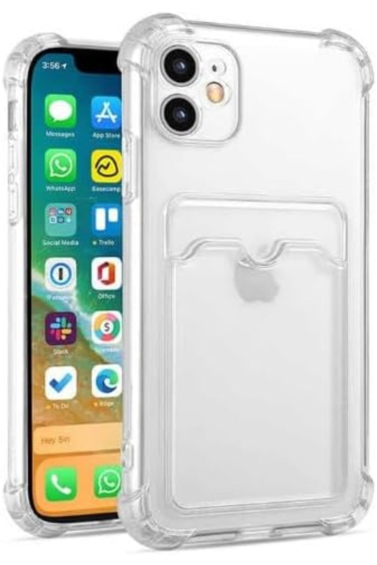 STOREMAX 12 Uyumlu Kamera Korumalı Kartlıklı Lüx Yumuşak Silikon Kılıf (Şeffaf, 12) 1014773