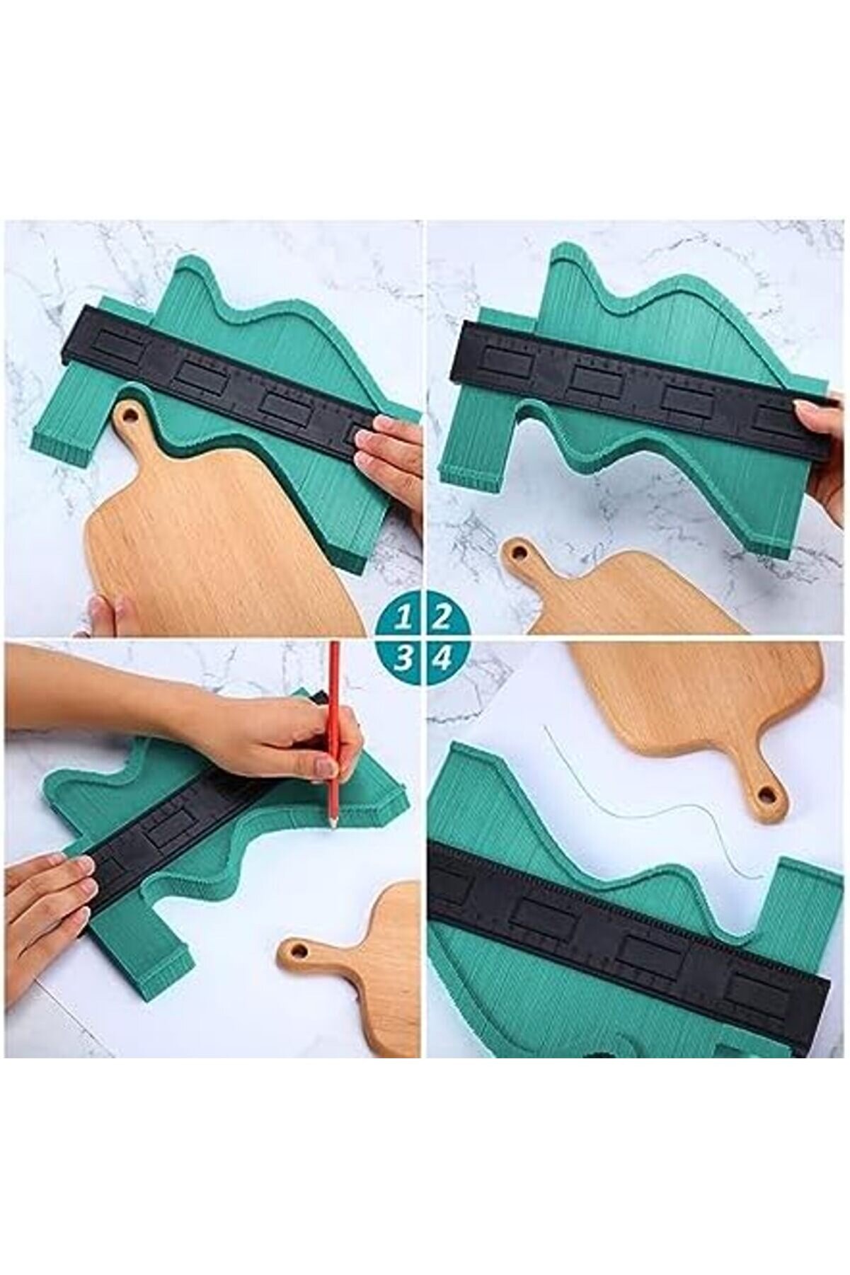 Svngsphereshop Fonksi̇yonlu Plasti̇k Kontur Ölçüm Ci̇hazı Ahşap Fayans 12 Cm Svngsphereshop 917250