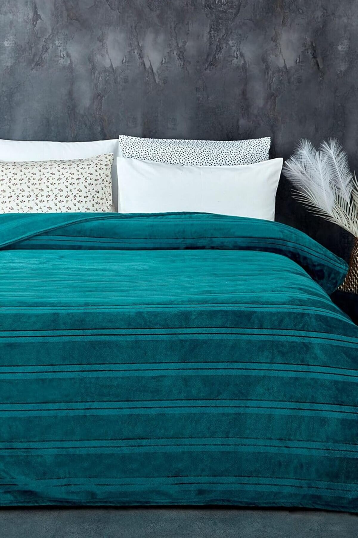 Yumuşak &Ccedil;i̇ft Ki̇şi̇li̇k Battani̇ye 180X230 Cm Turkuaz 1014773