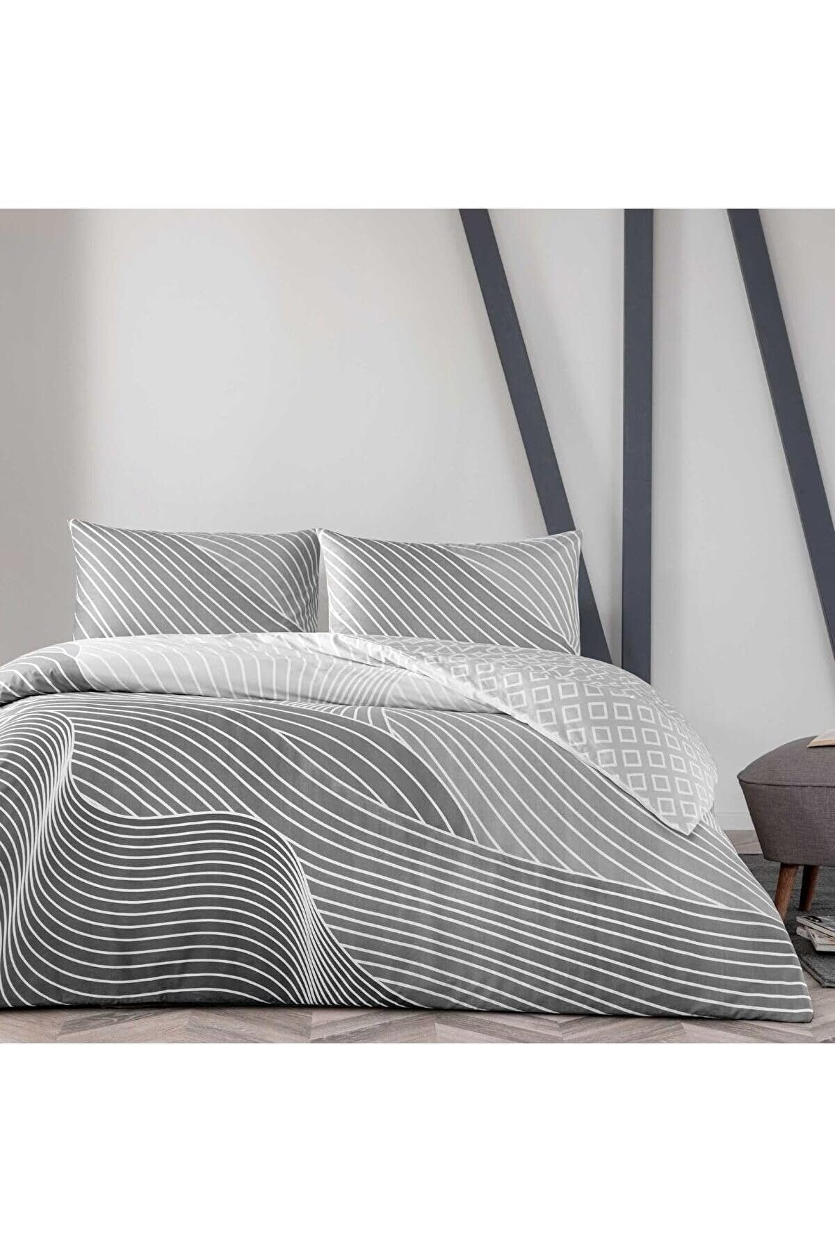 STOREMAX Crumbly Ranforce Çift Kişilik Nevresim Takımı Gri 1014773