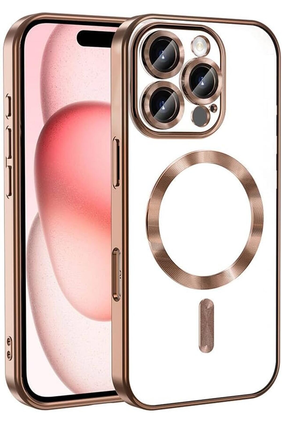 STOREMAX İle Uyumlu 16 Pro Max Kılıf Kamera Korumalı Şarj &Ouml;zellikli Demre Kapak Bej 1014773