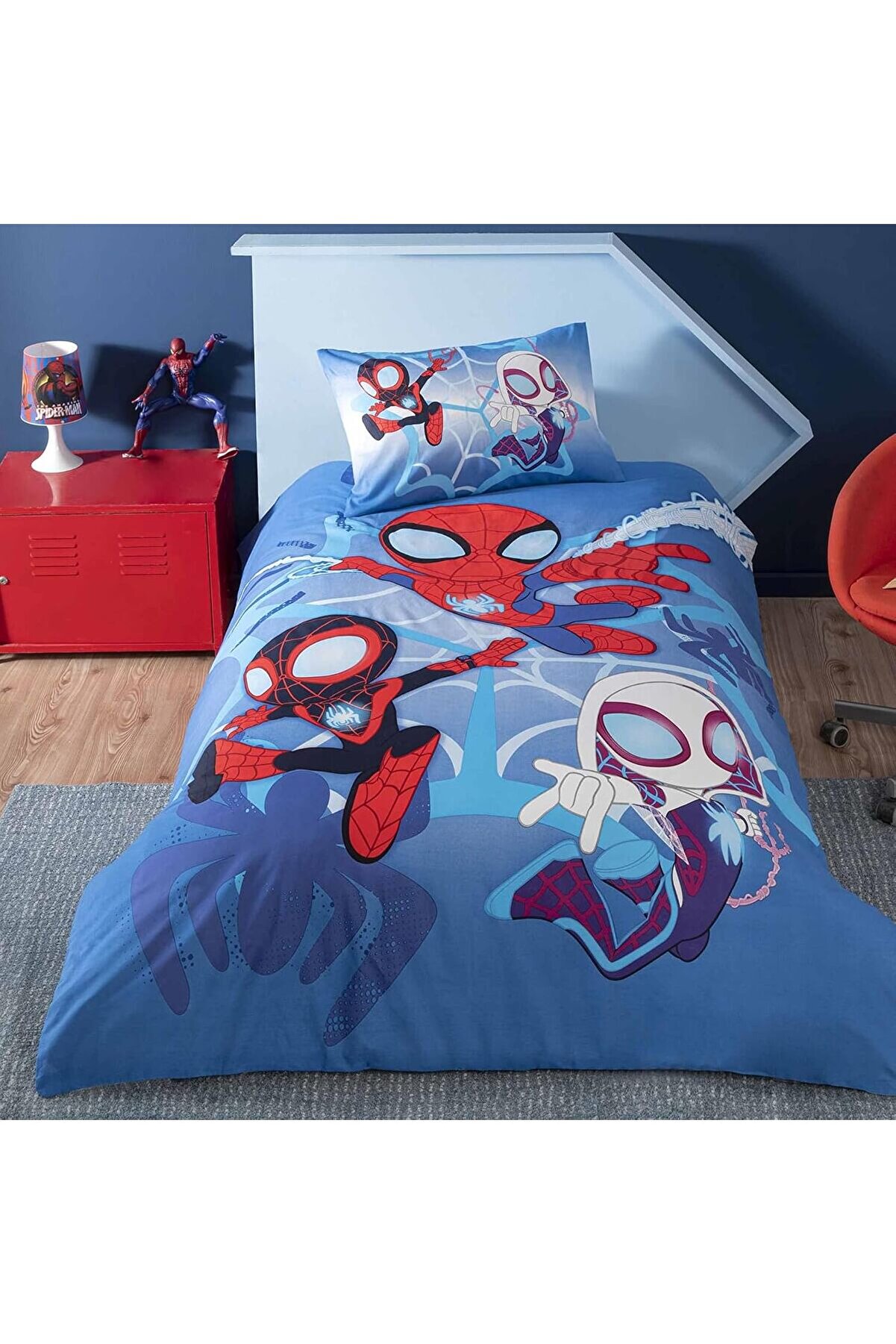 Dh Spi̇dey And Fri̇ends Li̇sanslı Karakter Baskılı%100 Pamuk Nevresi̇m Takımı, &Ccedil;ok Renkli̇, Tek Ki̇şi̇li̇k (