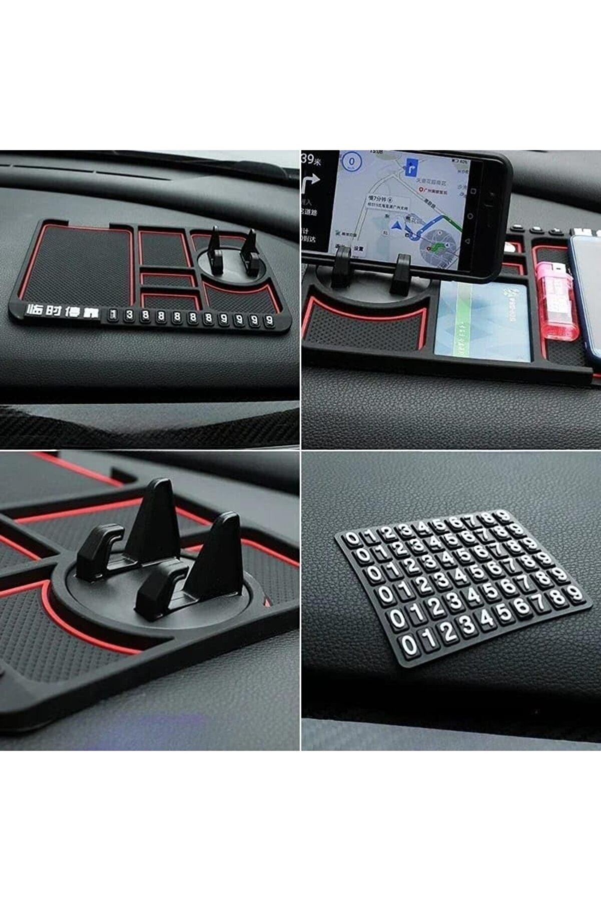 Torpi̇do Üstü Numaratörlü Telefon Tutucu Kaydırmaz Mat Araba İçi̇n Kaymaz Telefon Pedi̇, Çok İşlevli̇ Ar
