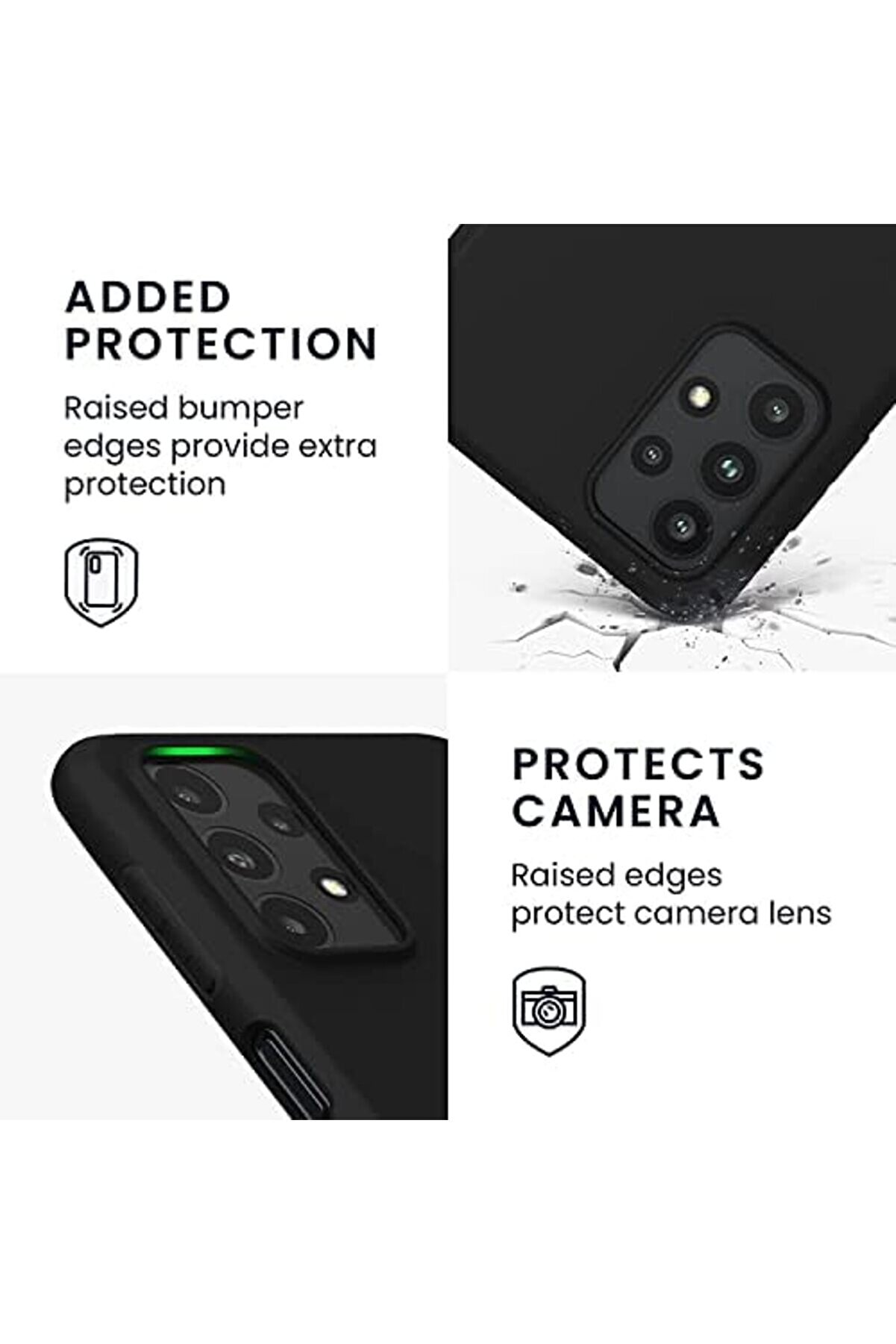 A23 Uyumlu İ&ccedil;i̇ Kadi̇fe Lansman Si̇li̇cone Kılıf Şok Emi̇ci̇ Full Kasa Koruma Sağlayan Kılıf (Si̇yah) 1014