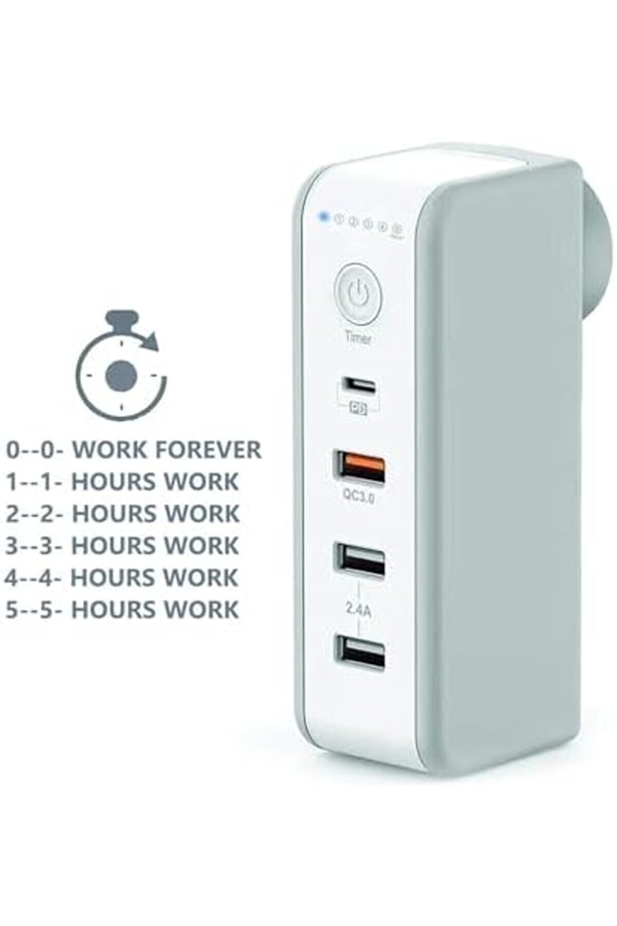 30 Watt Pd18W Zaman Ayarlı Usb Çıkışlı Pri̇z 180 Derece Döndürülebi̇li̇r Fi̇ş Qc3.0 2.4A Usb Çıkışlı M8J