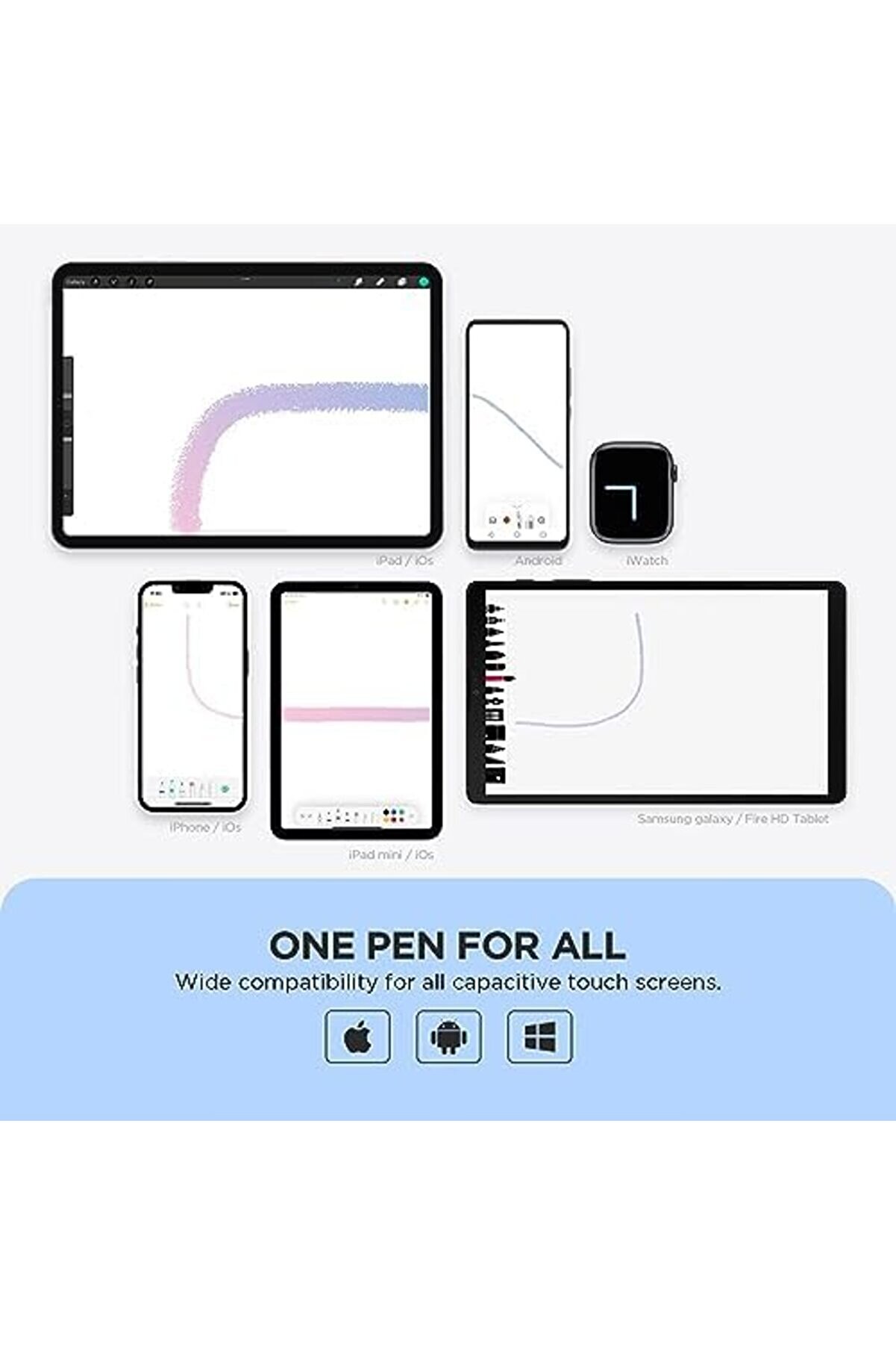 Tablet İ&ccedil;i̇n, Kapasi̇ti̇f Di̇sk U&ccedil;lu Ve T&uuml;m Dokunmati̇k Ekranlarla Uyumlu Manyeti̇k Kapaklı Stylus, İpad P