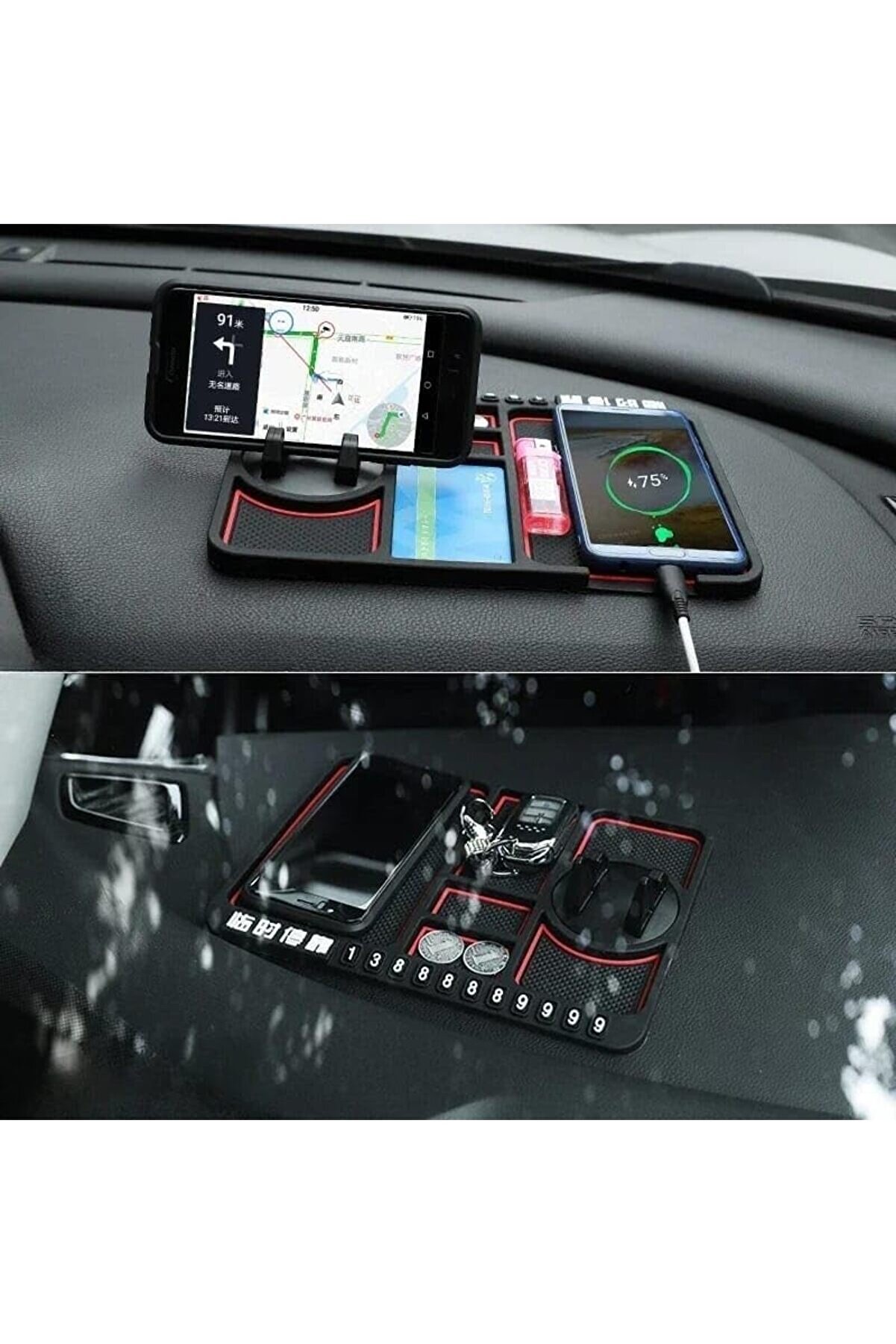 Torpi̇do Üstü Numaratörlü Telefon Tutucu Kaydırmaz Mat Araba İçi̇n Kaymaz Telefon Pedi̇, Çok İşlevli̇ Ar