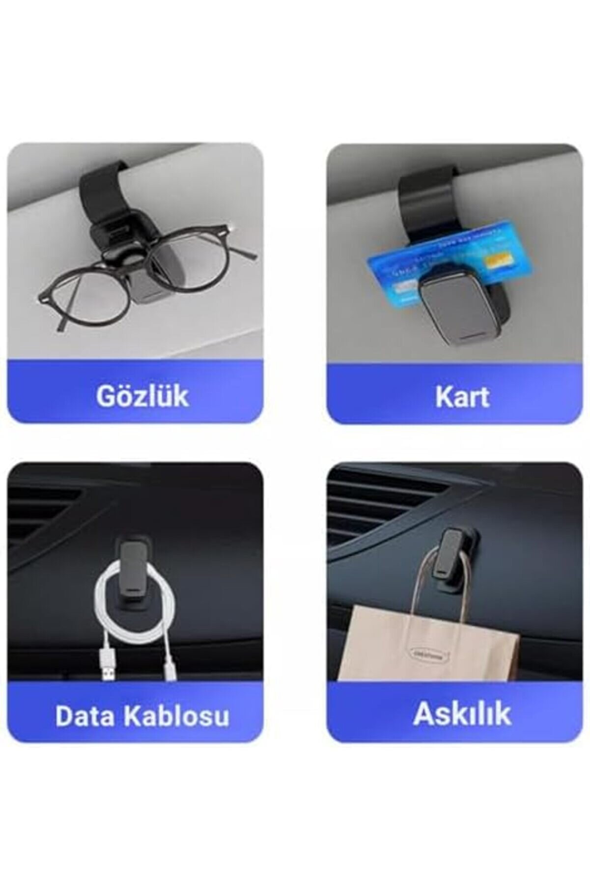 Mobi̇le Premi̇um 3M Mandallı Araç İçi̇ Gözlük Tutucu, Torpi̇do Üstü Ve Güneşli̇k Uym Gözlük Tutucu 10147