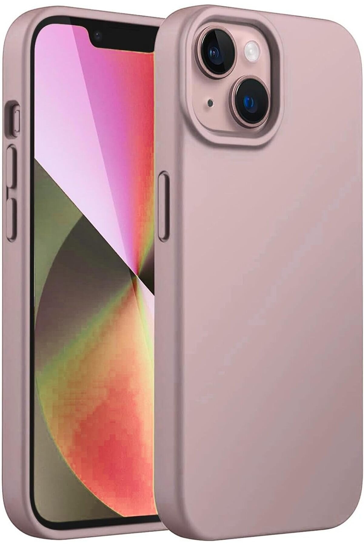 STOREMAX 15 Uyumlu Özel İpeksi Dokunuş Hissi Veren İçi Yumuşak Kadife Lansman Silikon Kılıf Kapak (Kum Pembe)