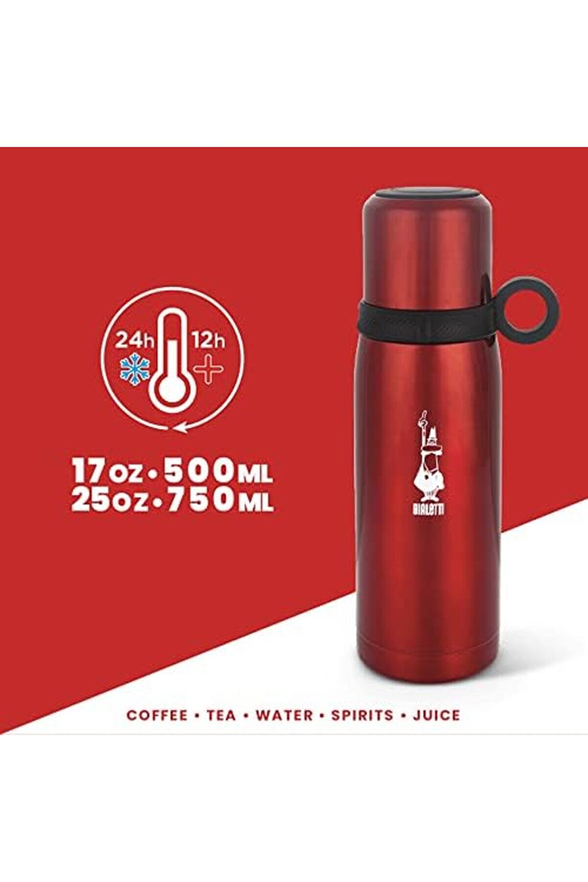 - Termos - 460Ml - Kırmızı Renk - Paslanmaz Çeli̇k - Çi̇ft Katmanlı - 12 Saat 24 Saat Soğuk Tutar - Ka