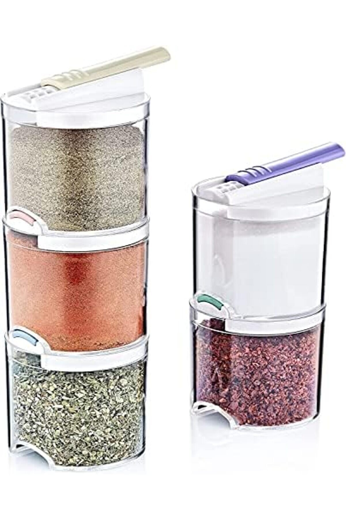Eli̇zzashop Bremen 5 Li̇ Baharatlık Seti̇, Baharat Seti̇ 5 Adet Akri̇li̇k Renkli̇ Ge&ccedil;meli̇ 5 Li̇ Bremen