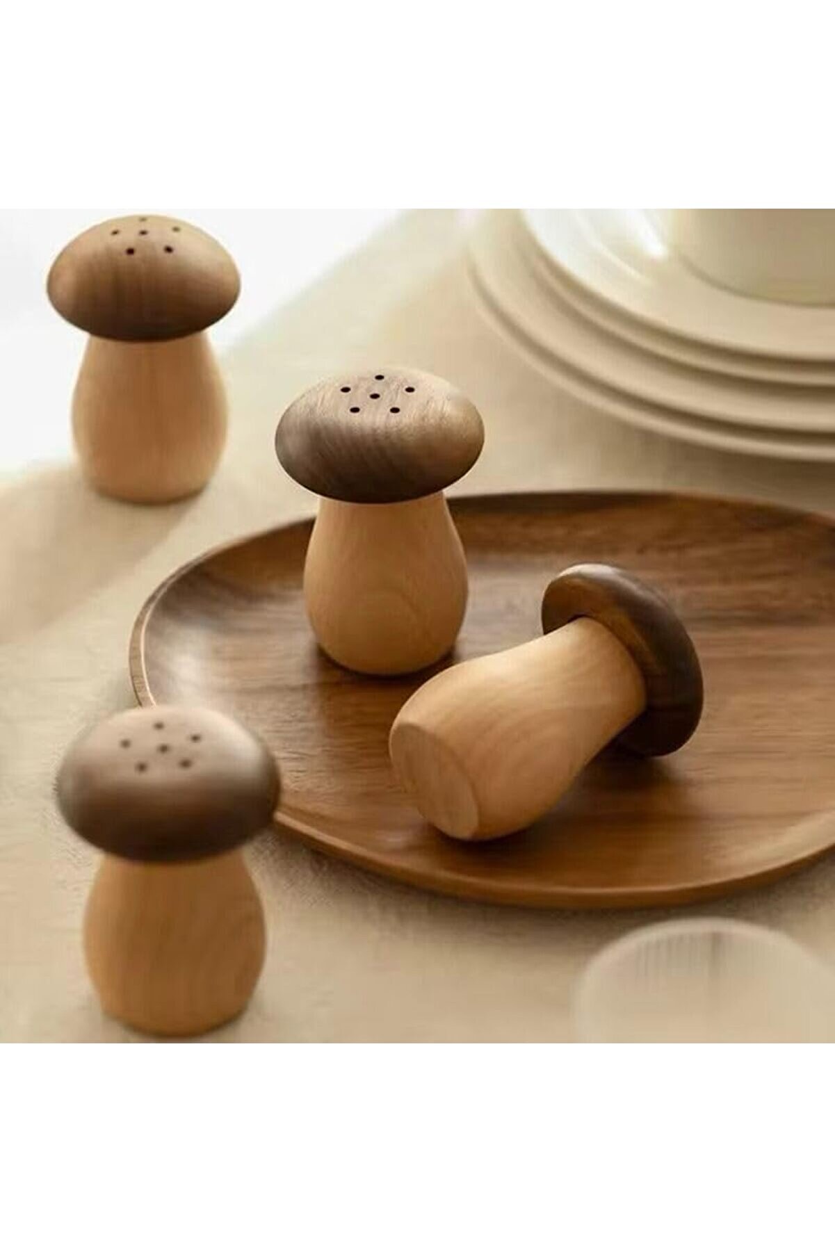 Home Doğal Bambu Mantar G&ouml;r&uuml;n&uuml;ml&uuml; 2 Li̇ Tuzluk Ve Bi̇berli̇k Seti̇ - 8 Cm Akasya Ve Bambu Karışımı