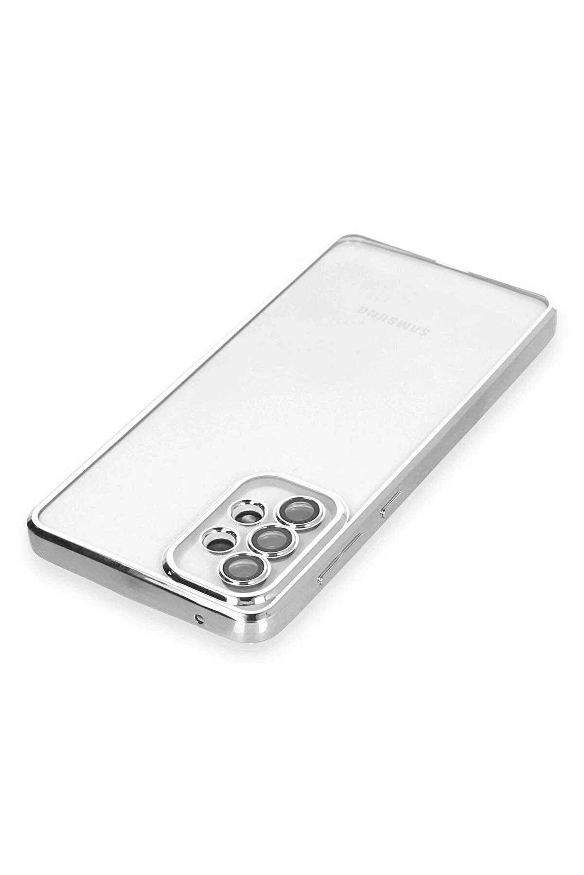 Fırsatkoli̇k Samsung Galaxy A73 5G Kılıf Lensli̇ Si̇li̇kon - G&uuml;m&uuml;ş-(5796)