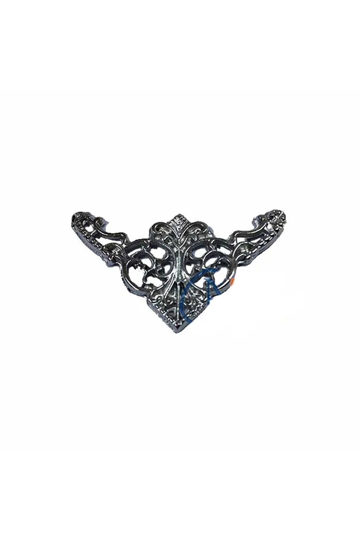 Toptan Bulurum Dekoratif Köşe Süsü, Köşelik Küçük, 19x34mm, Nikel, 1 Adet